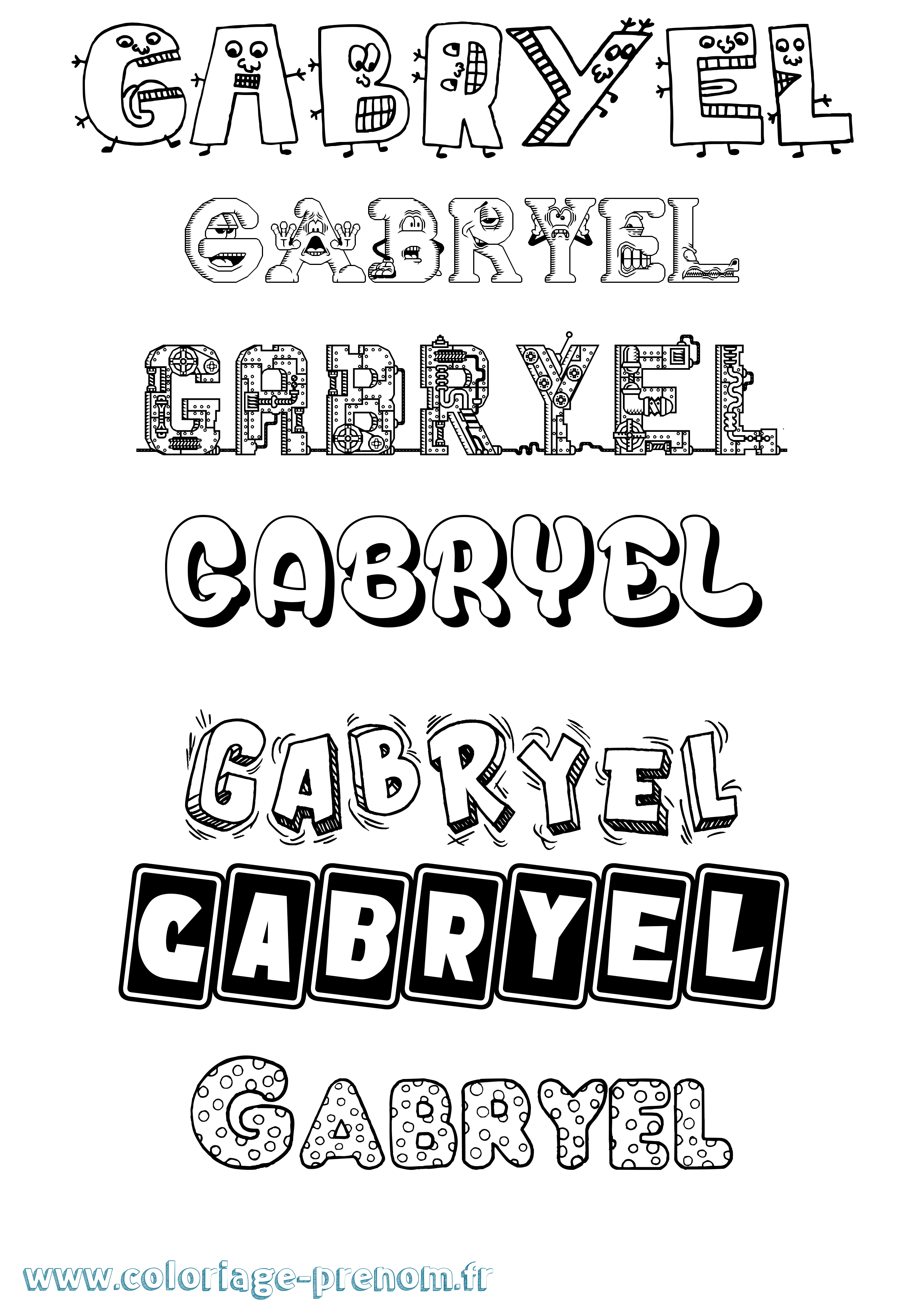 Coloriage Gabryel Fun Coloriage prénom Gabryel Fun