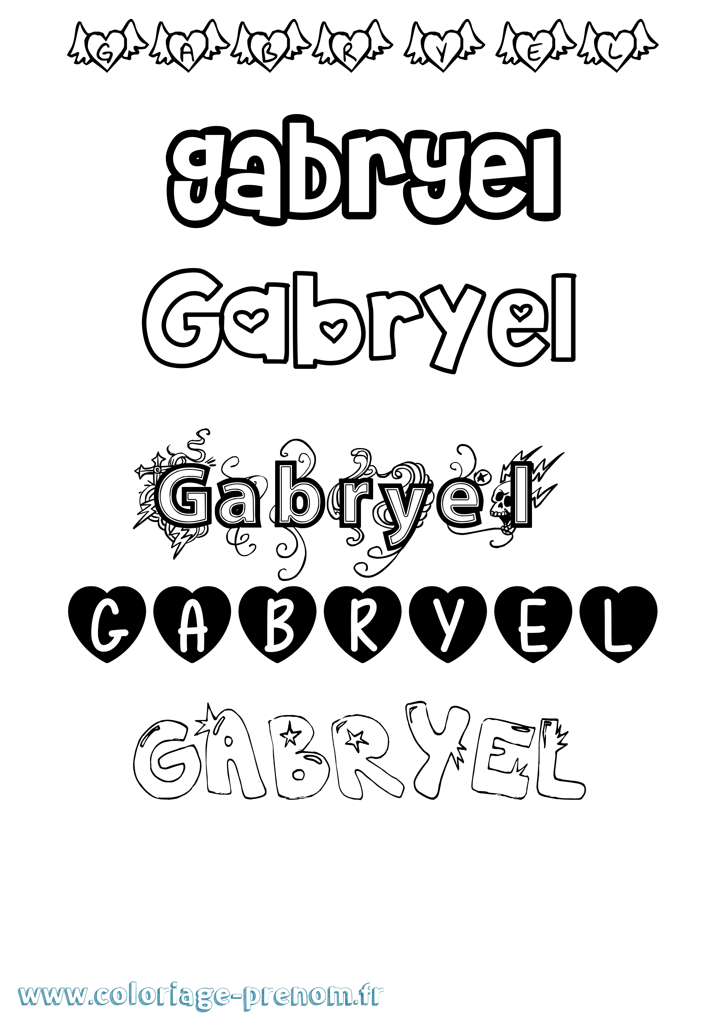 Coloriage Gabryel Girly Coloriage prénom Gabryel Girly