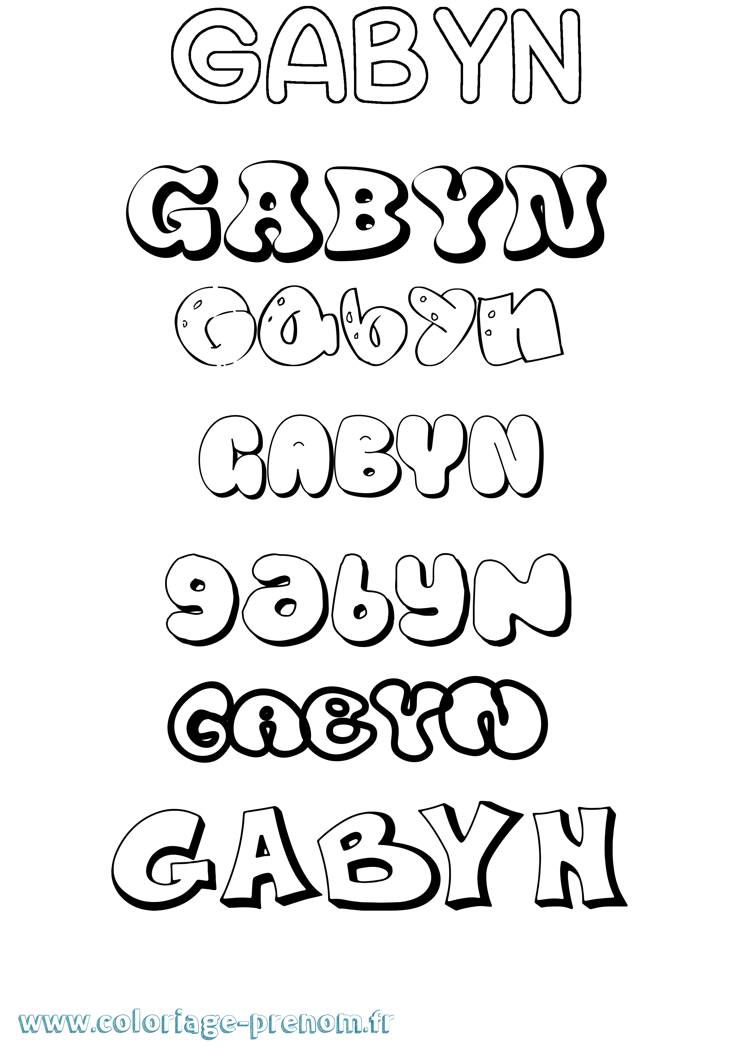 Coloriage Gabyn Bubble Coloriage prénom Gabyn Bubble