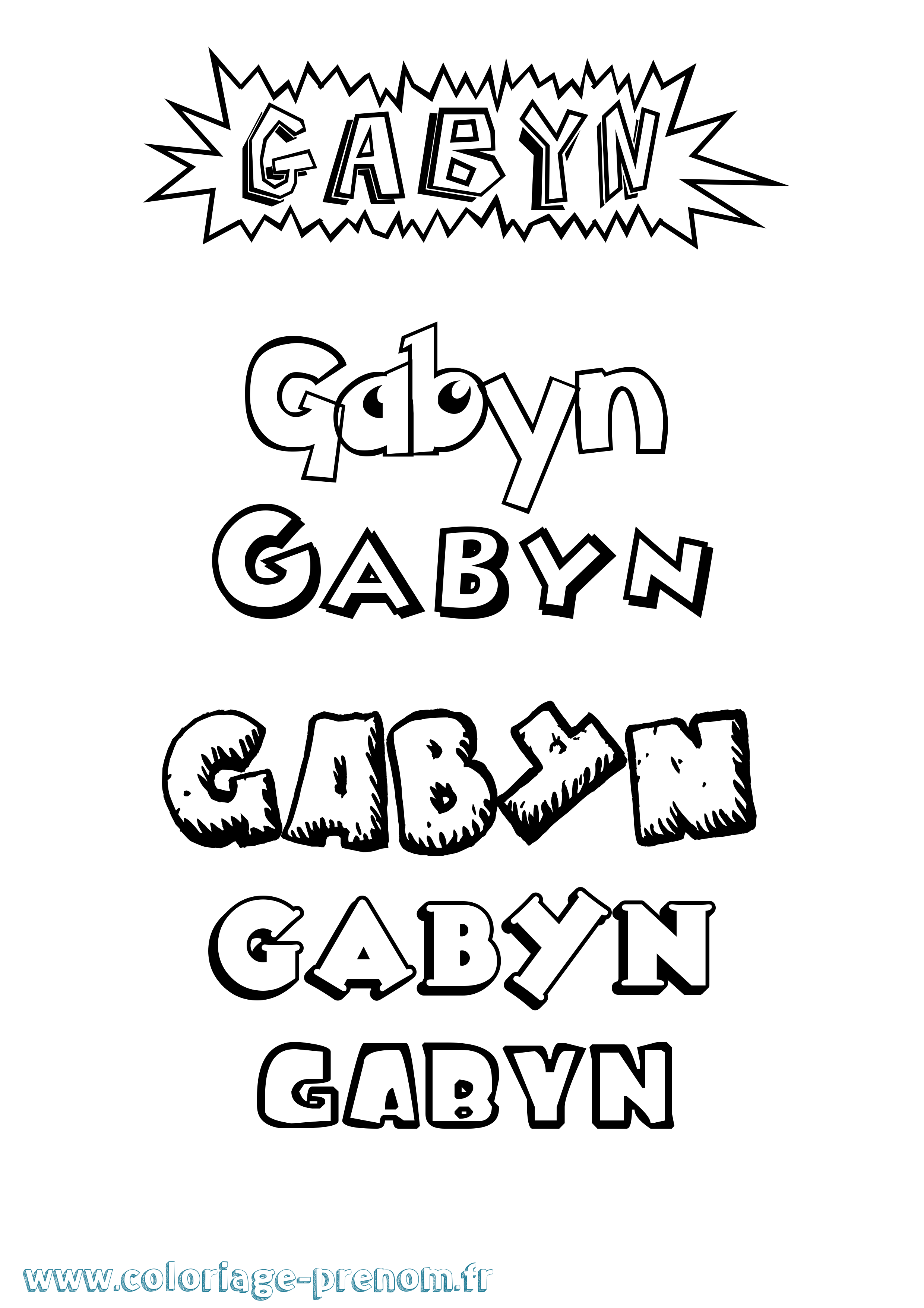Coloriage Gabyn Dessin Animé Coloriage prénom Gabyn Dessin Animé