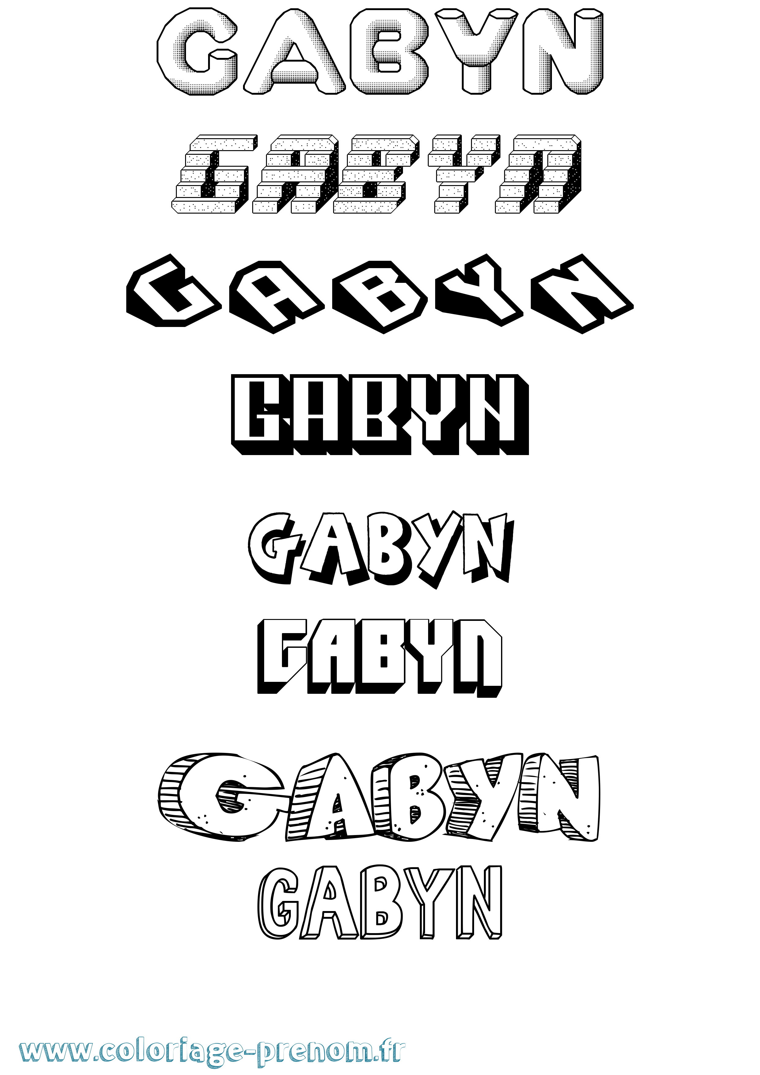 Coloriage Gabyn Effet 3D Coloriage prénom Gabyn Effet 3D