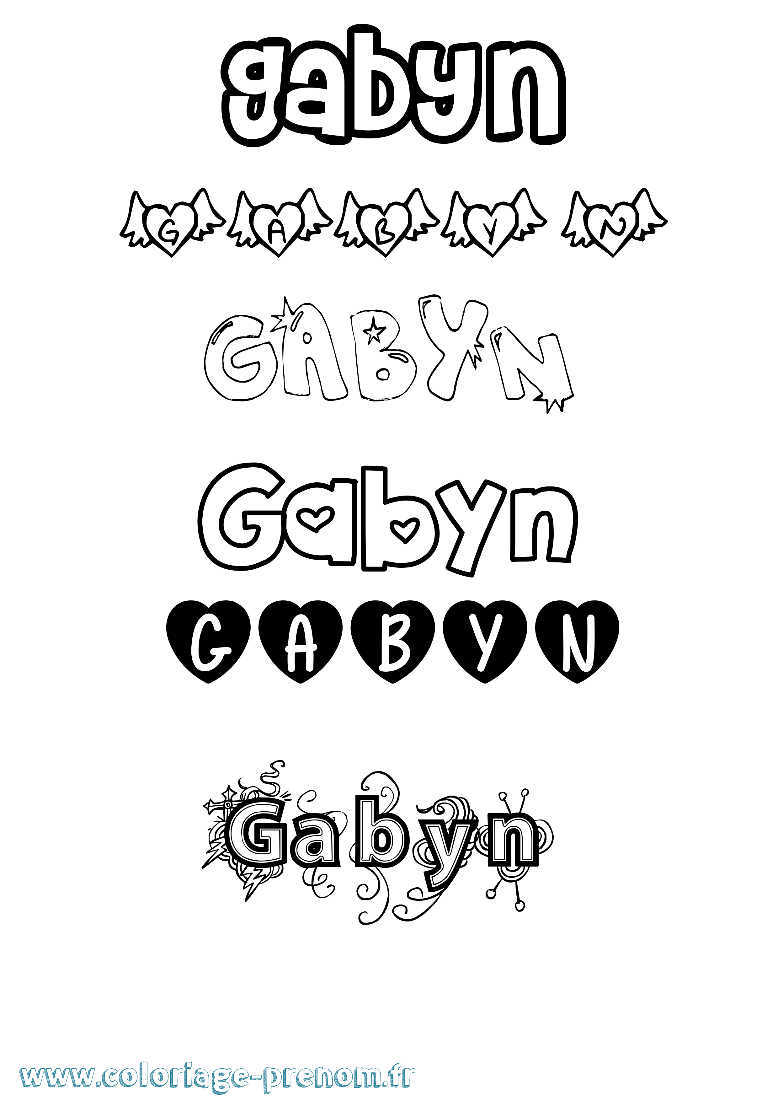 Coloriage Gabyn Girly Coloriage prénom Gabyn Girly