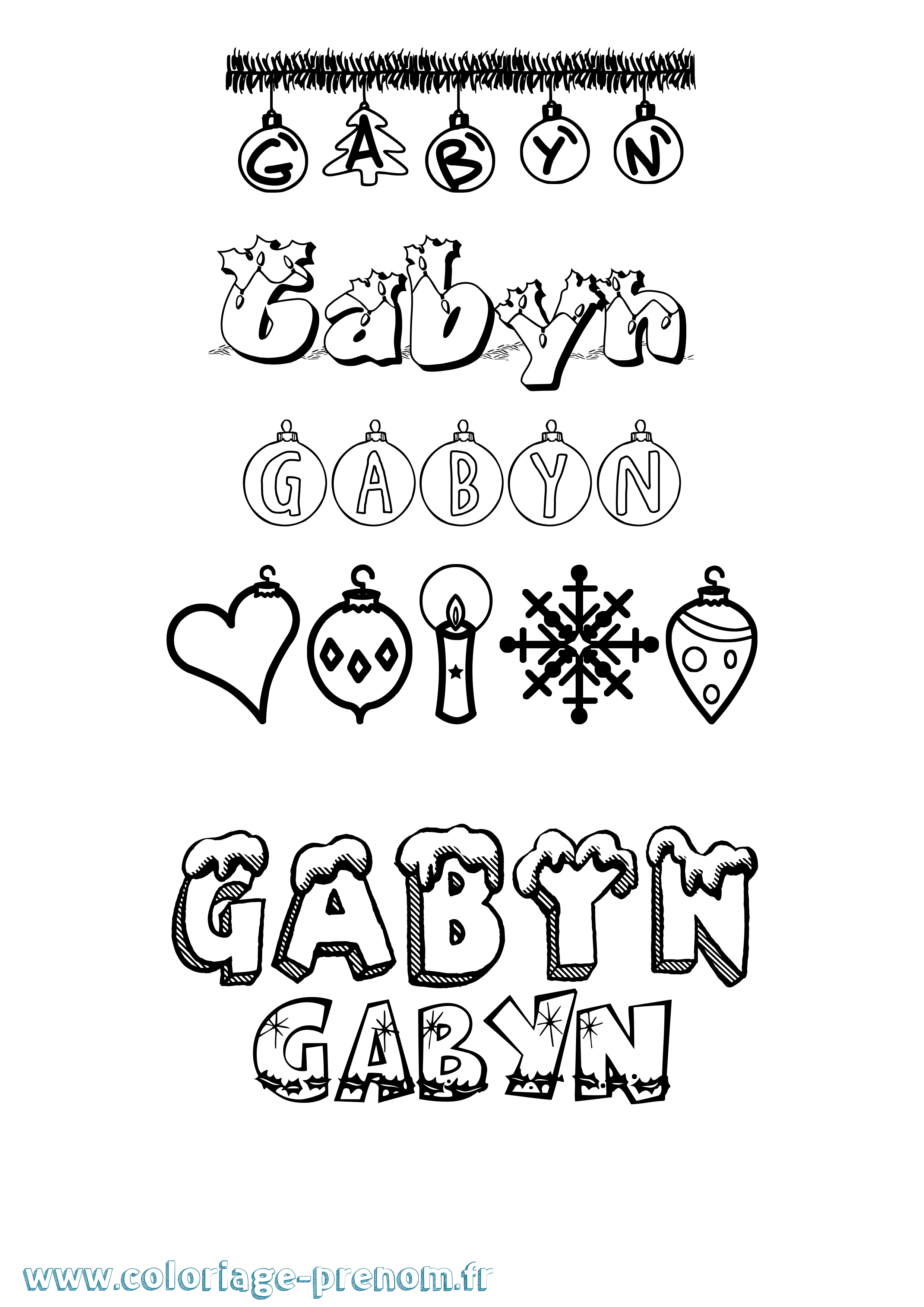 Coloriage Gabyn Noël Coloriage prénom Gabyn Noël