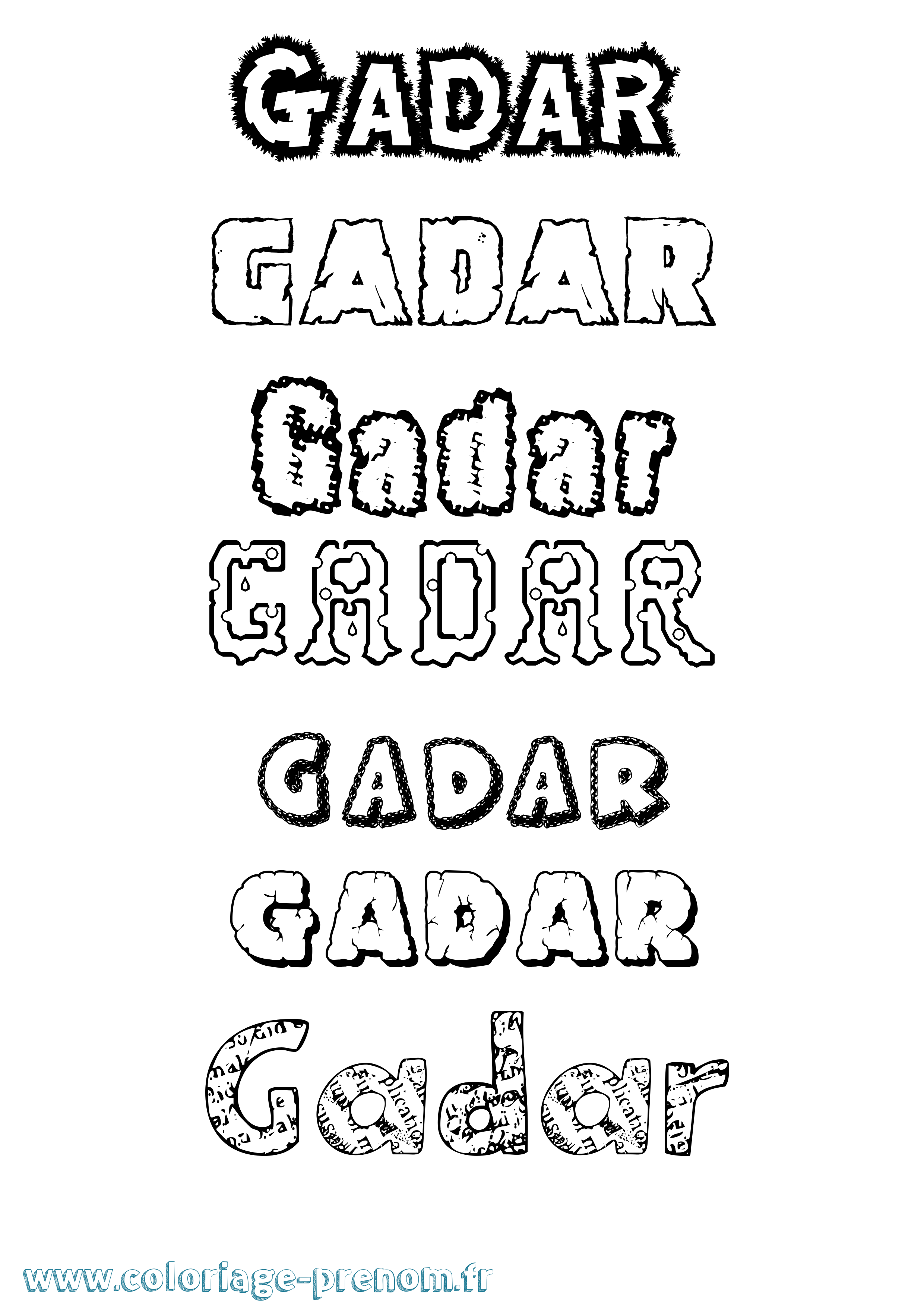 Coloriage Gadar Destructuré Coloriage prénom Gadar Destructuré