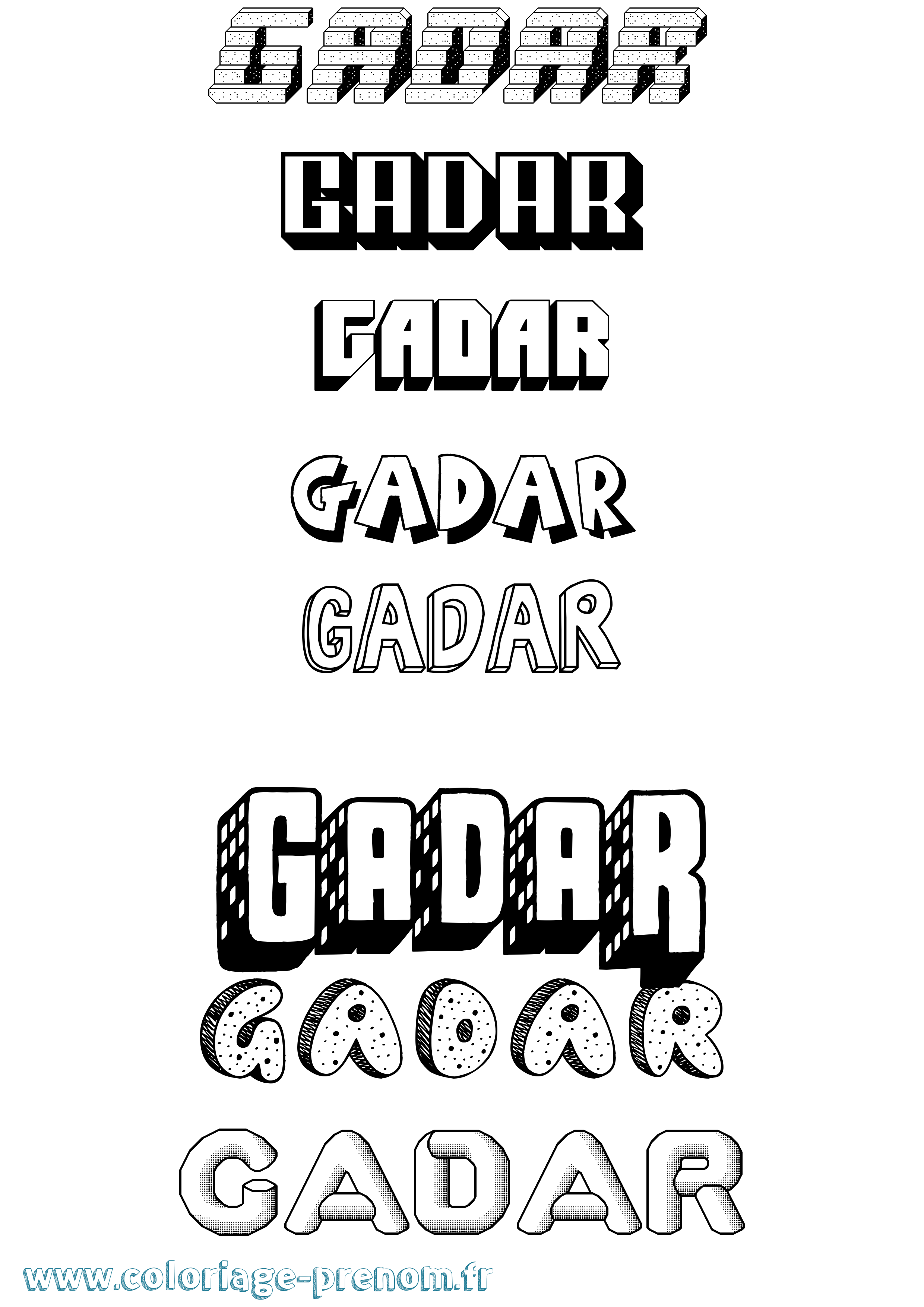 Coloriage Gadar Effet 3D Coloriage prénom Gadar Effet 3D