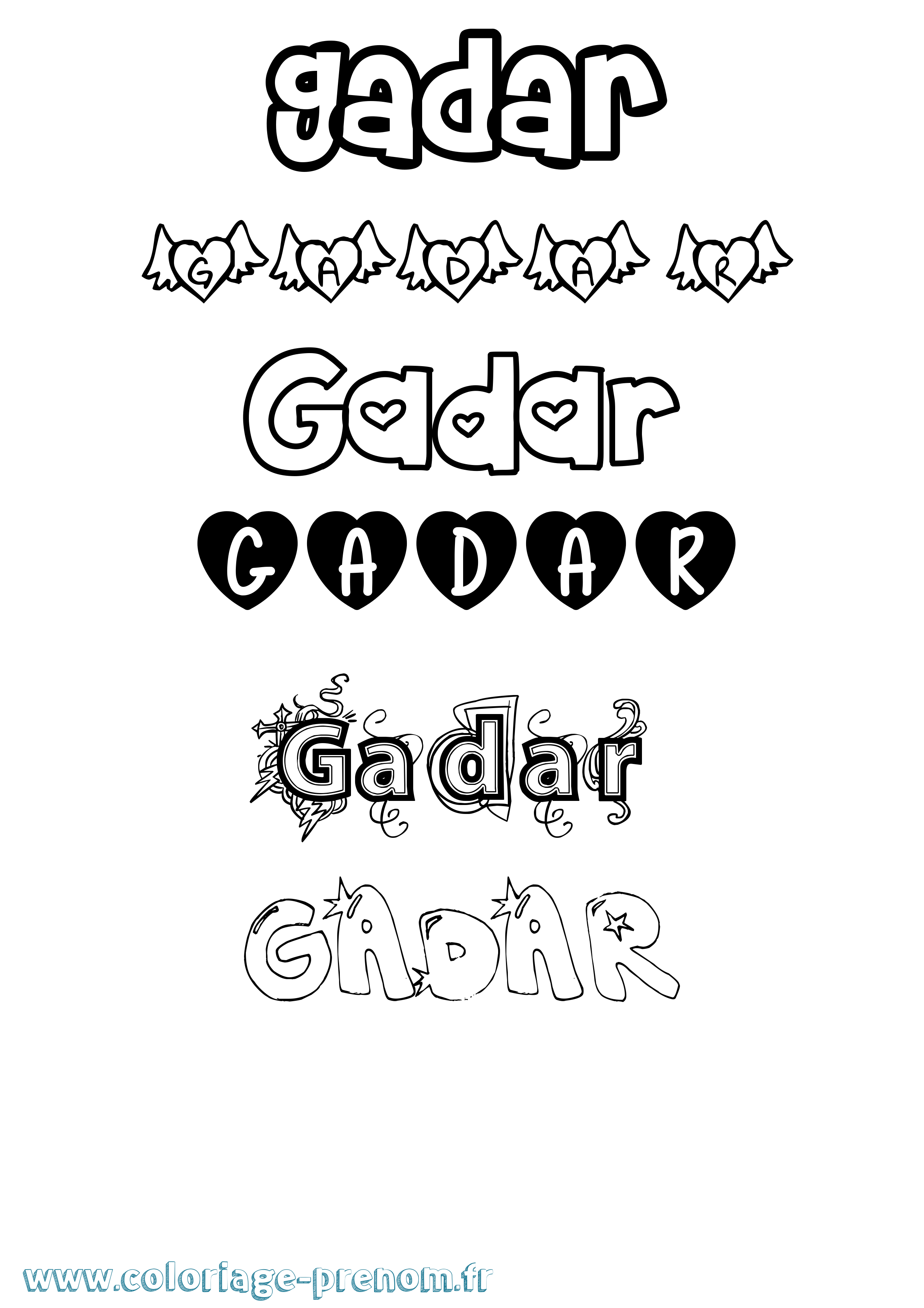 Coloriage Gadar Girly Coloriage prénom Gadar Girly