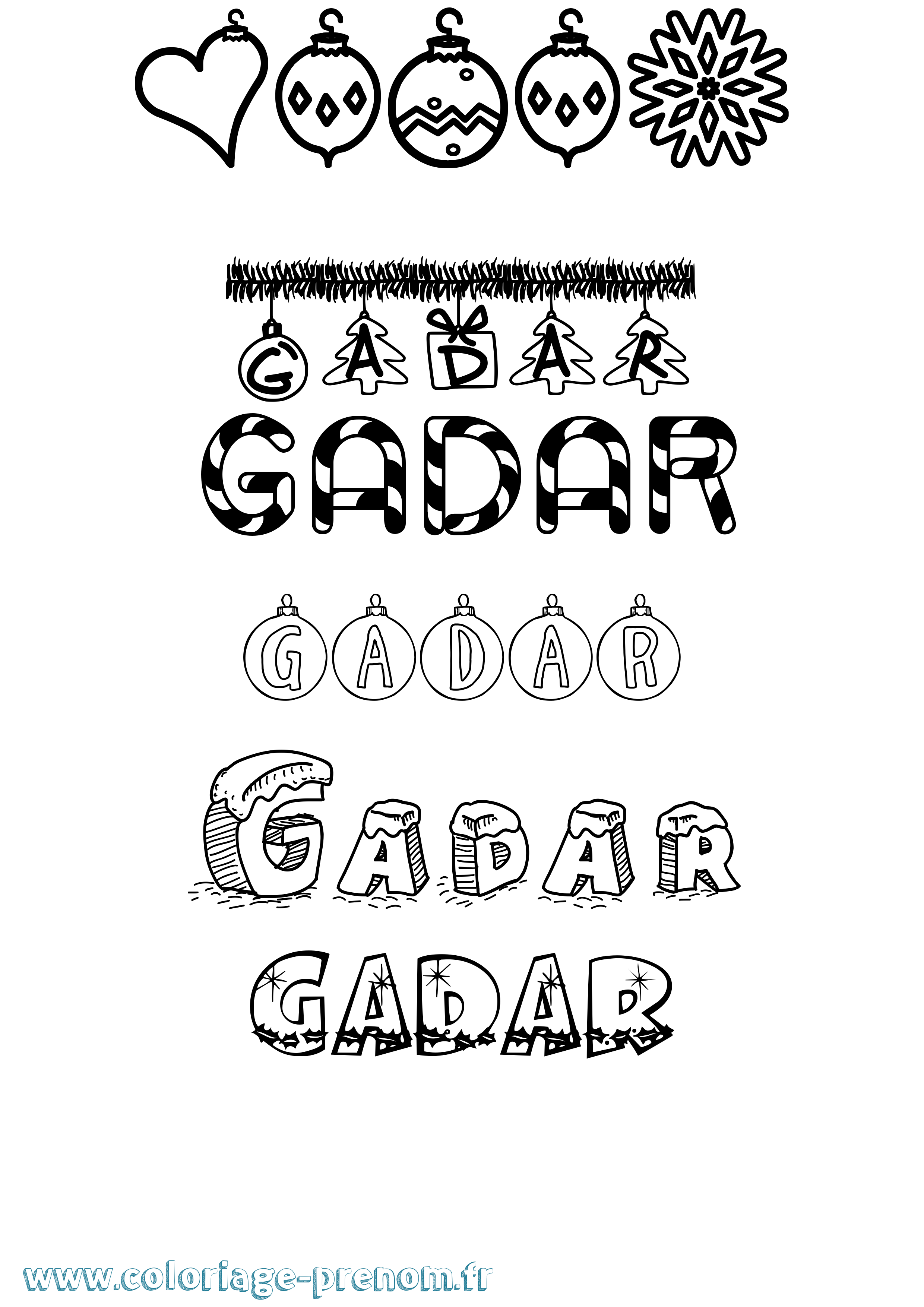 Coloriage Gadar Noël Coloriage prénom Gadar Noël