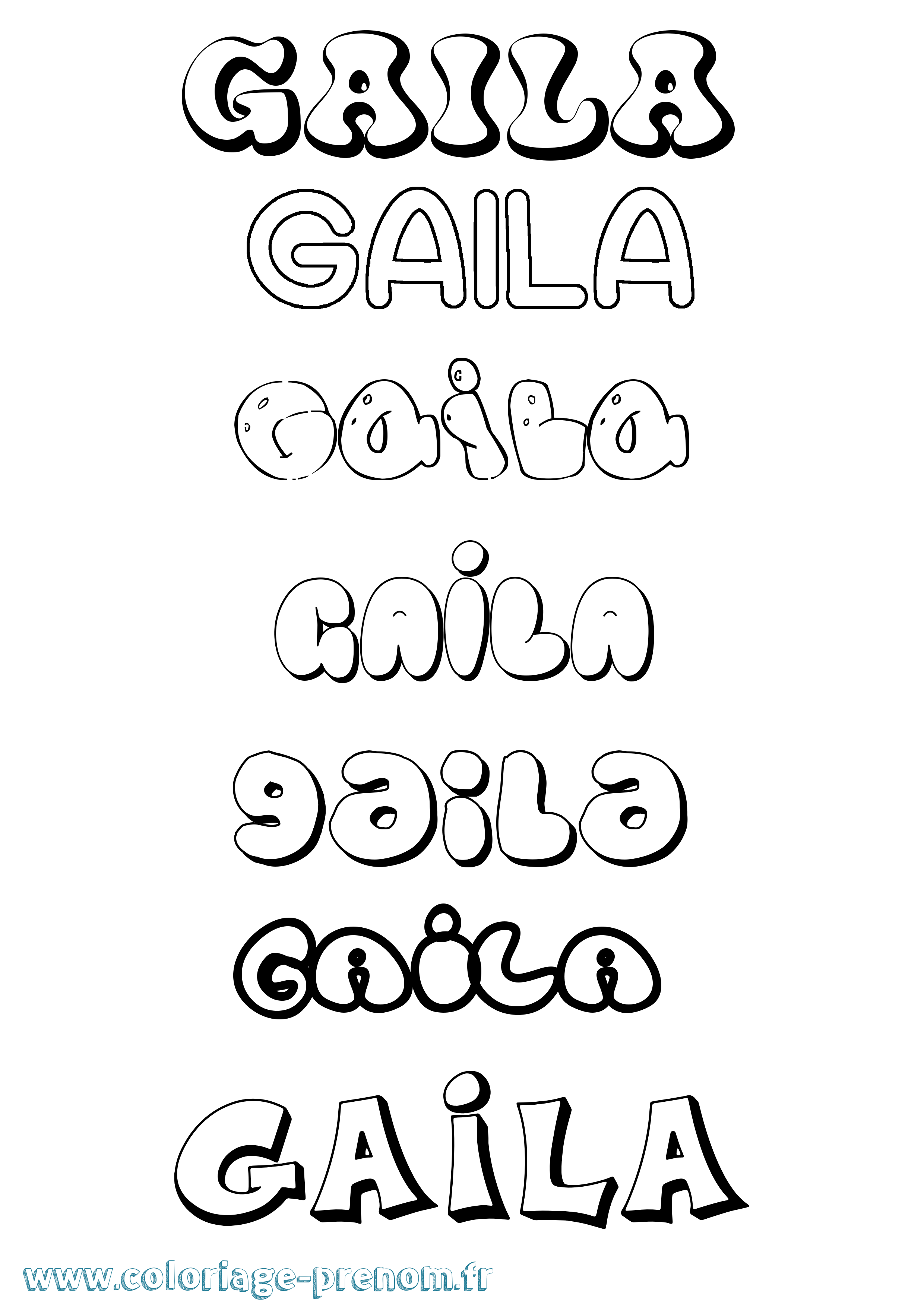 Coloriage Gaila Bubble Coloriage prénom Gaila Bubble