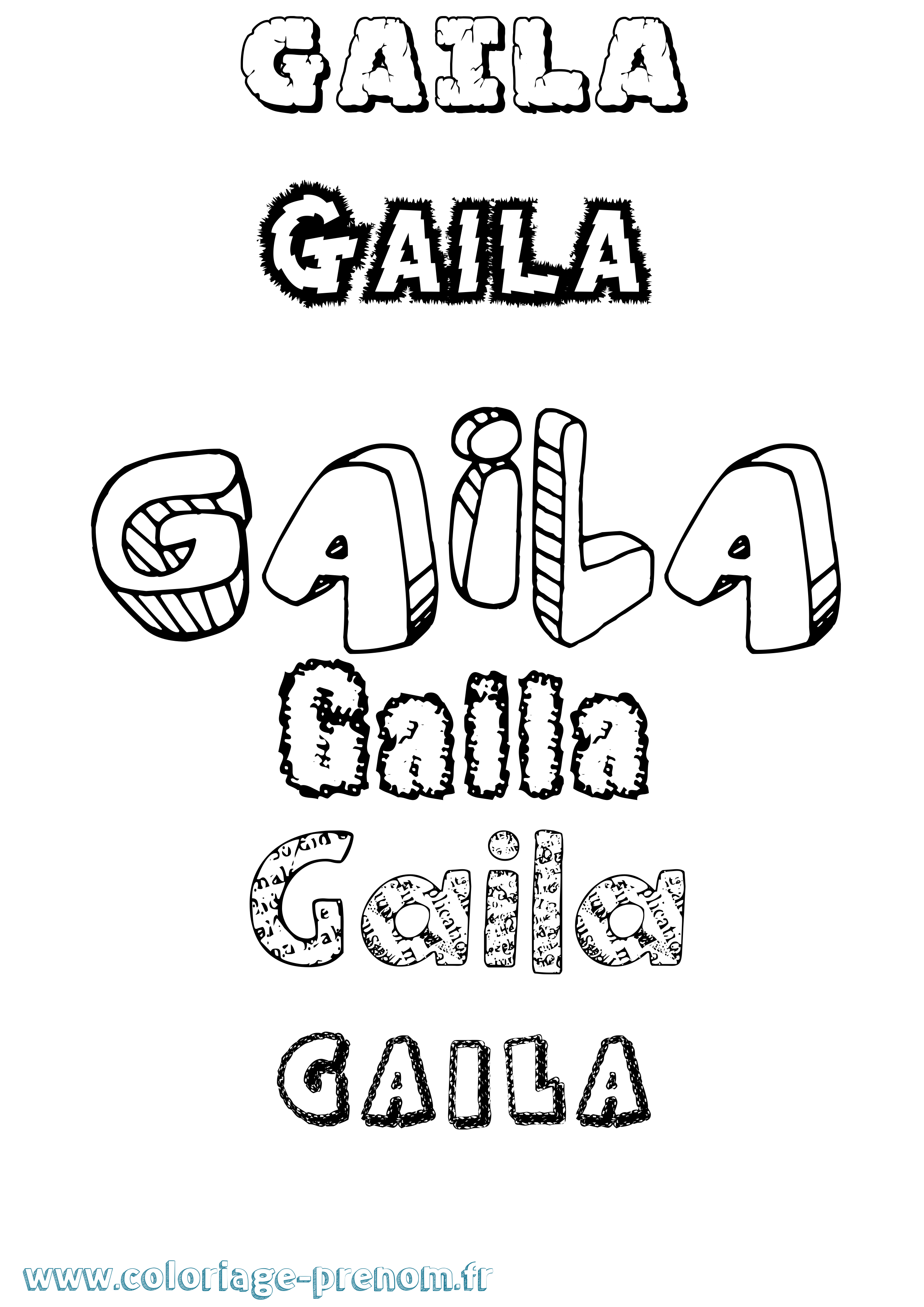Coloriage Gaila Destructuré Coloriage prénom Gaila Destructuré