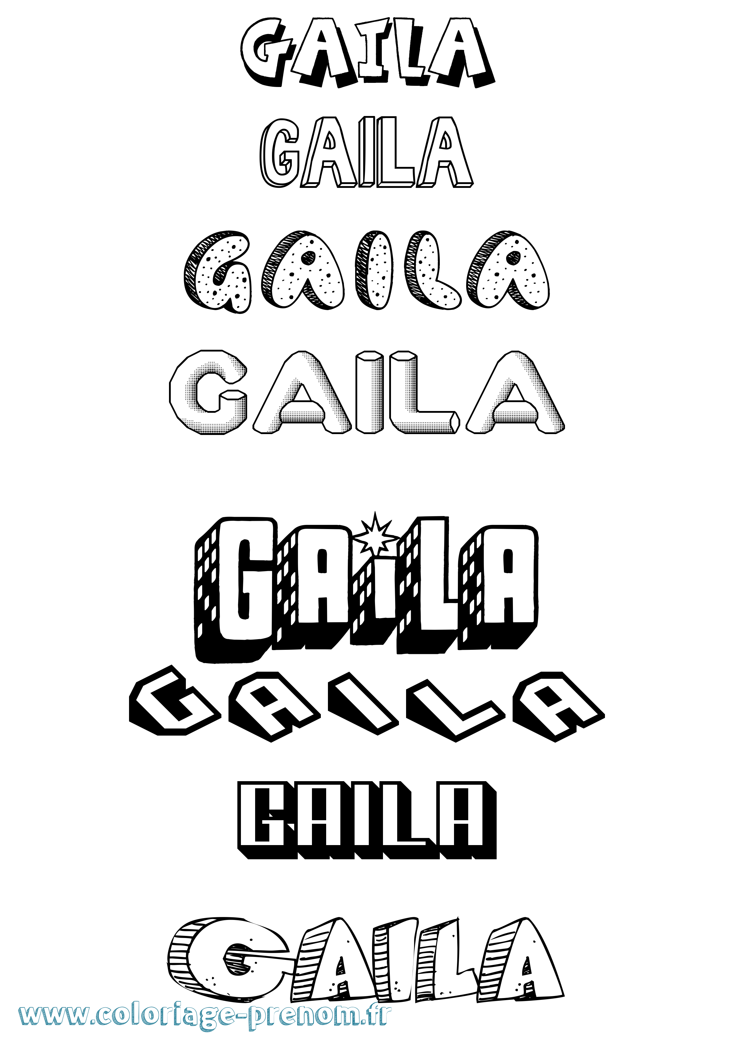Coloriage Gaila Effet 3D Coloriage prénom Gaila Effet 3D
