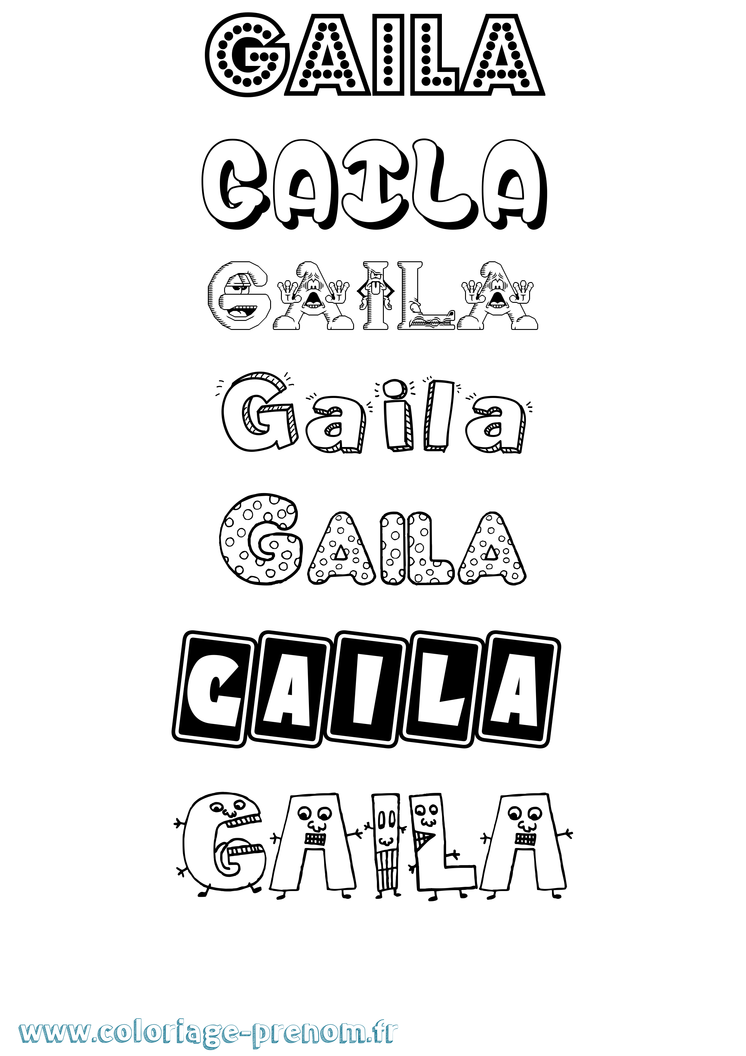 Coloriage Gaila Fun Coloriage prénom Gaila Fun
