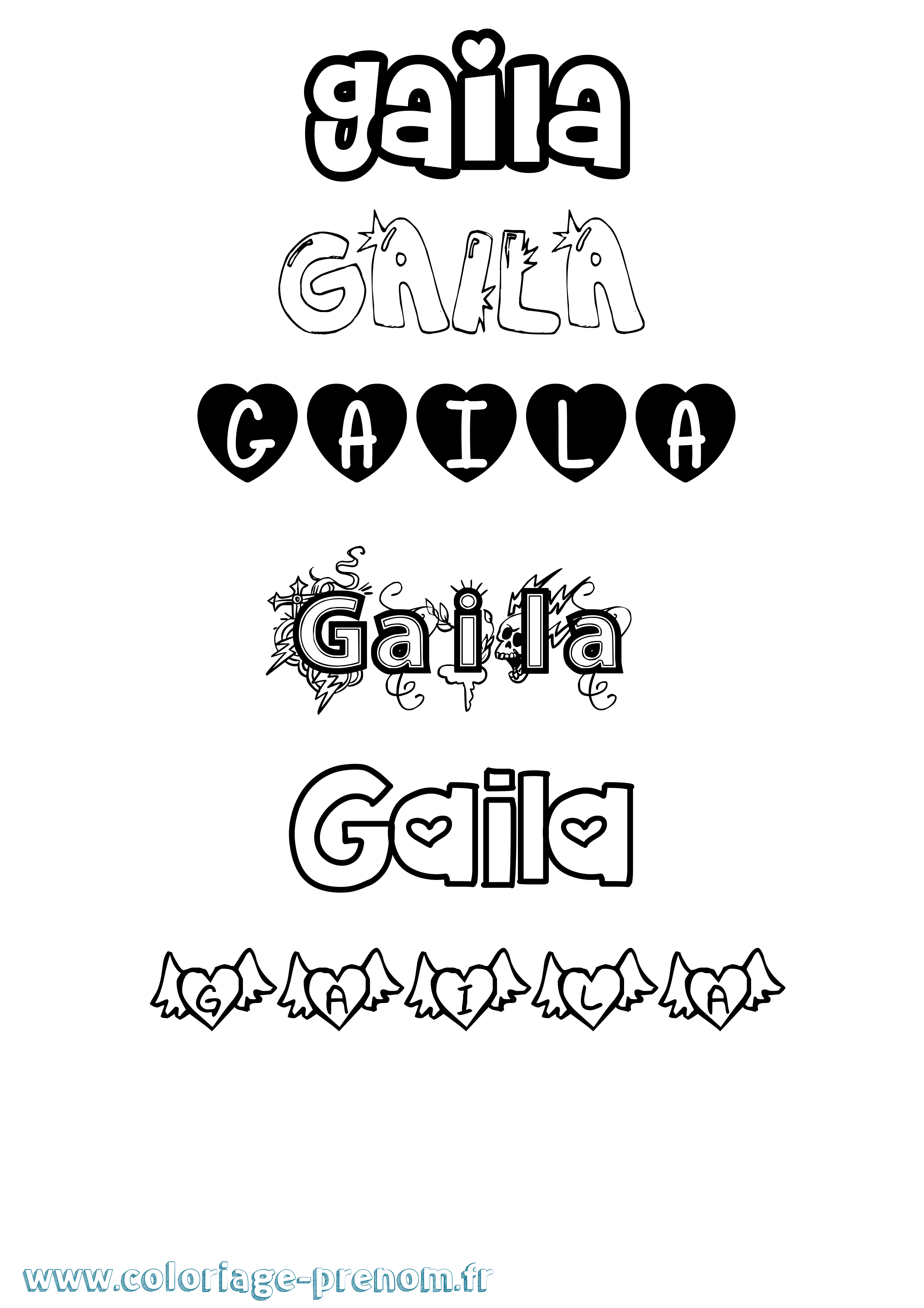 Coloriage Gaila Girly Coloriage prénom Gaila Girly