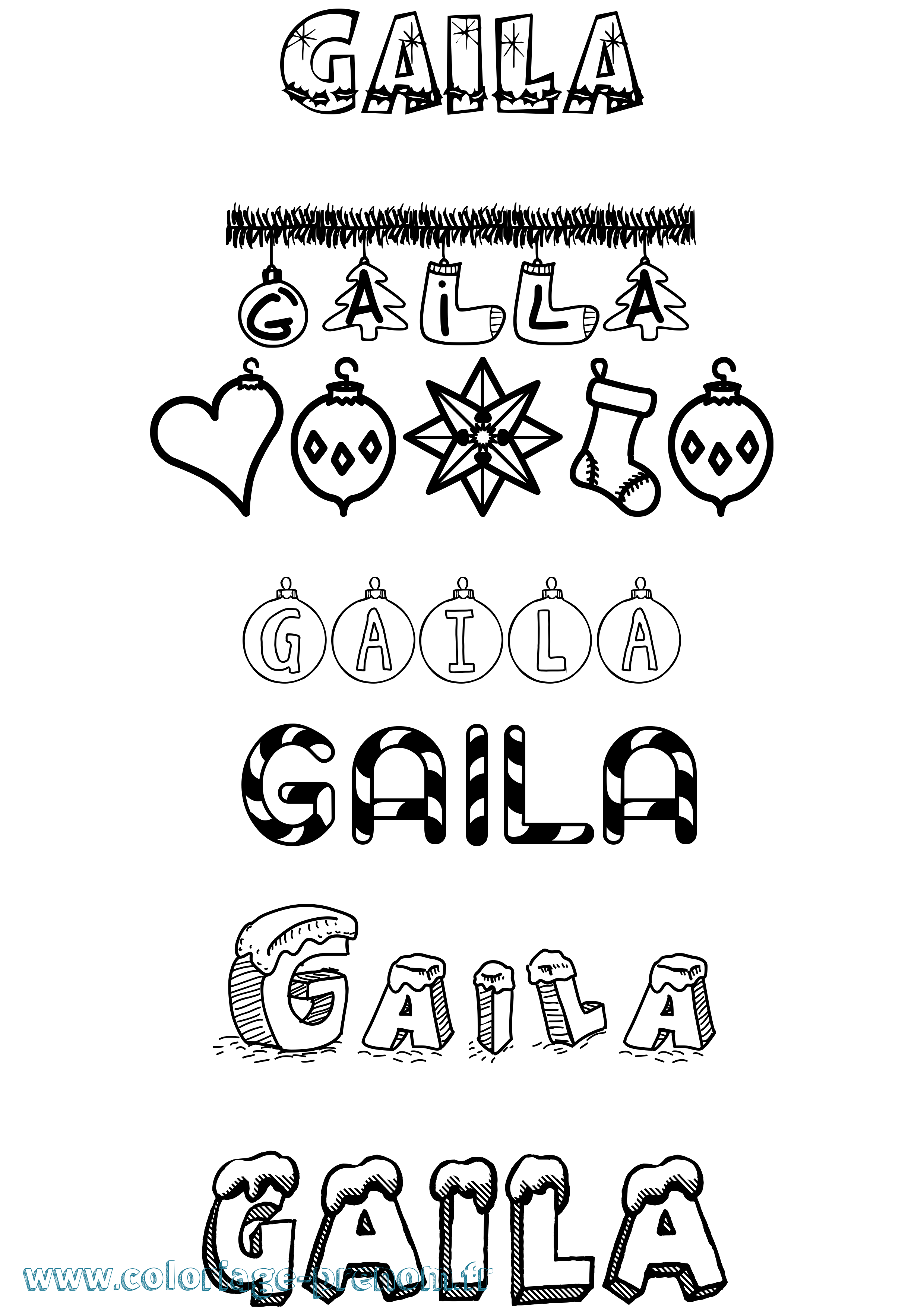 Coloriage Gaila Noël Coloriage prénom Gaila Noël
