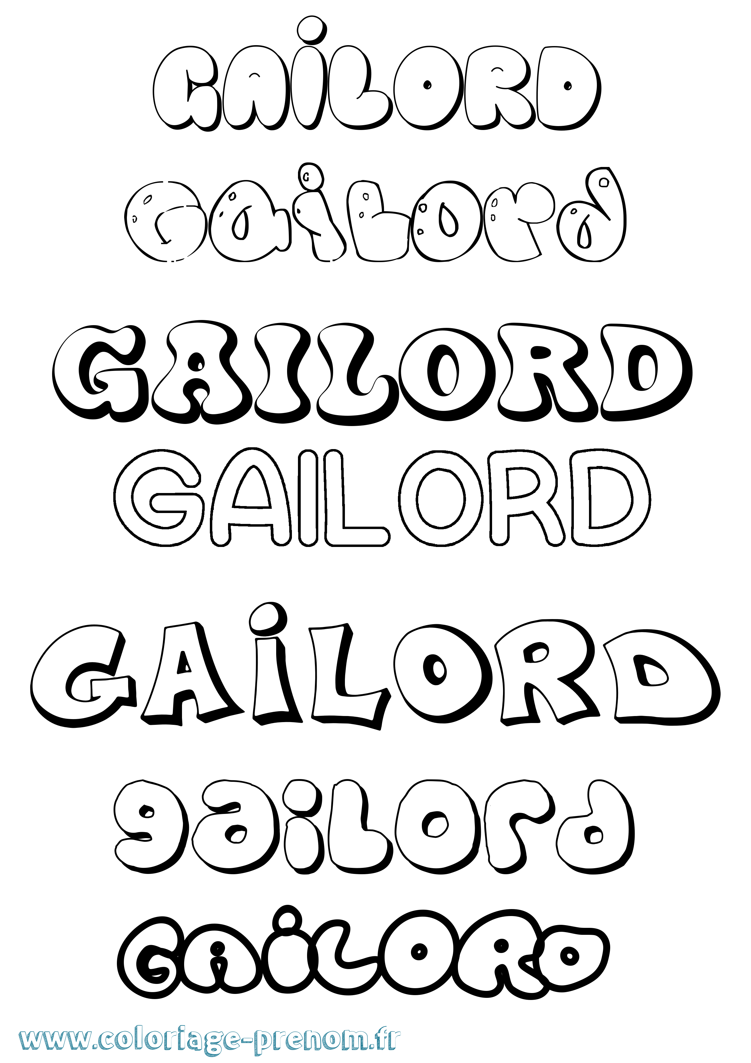 Coloriage Gailord Bubble Coloriage prénom Gailord Bubble