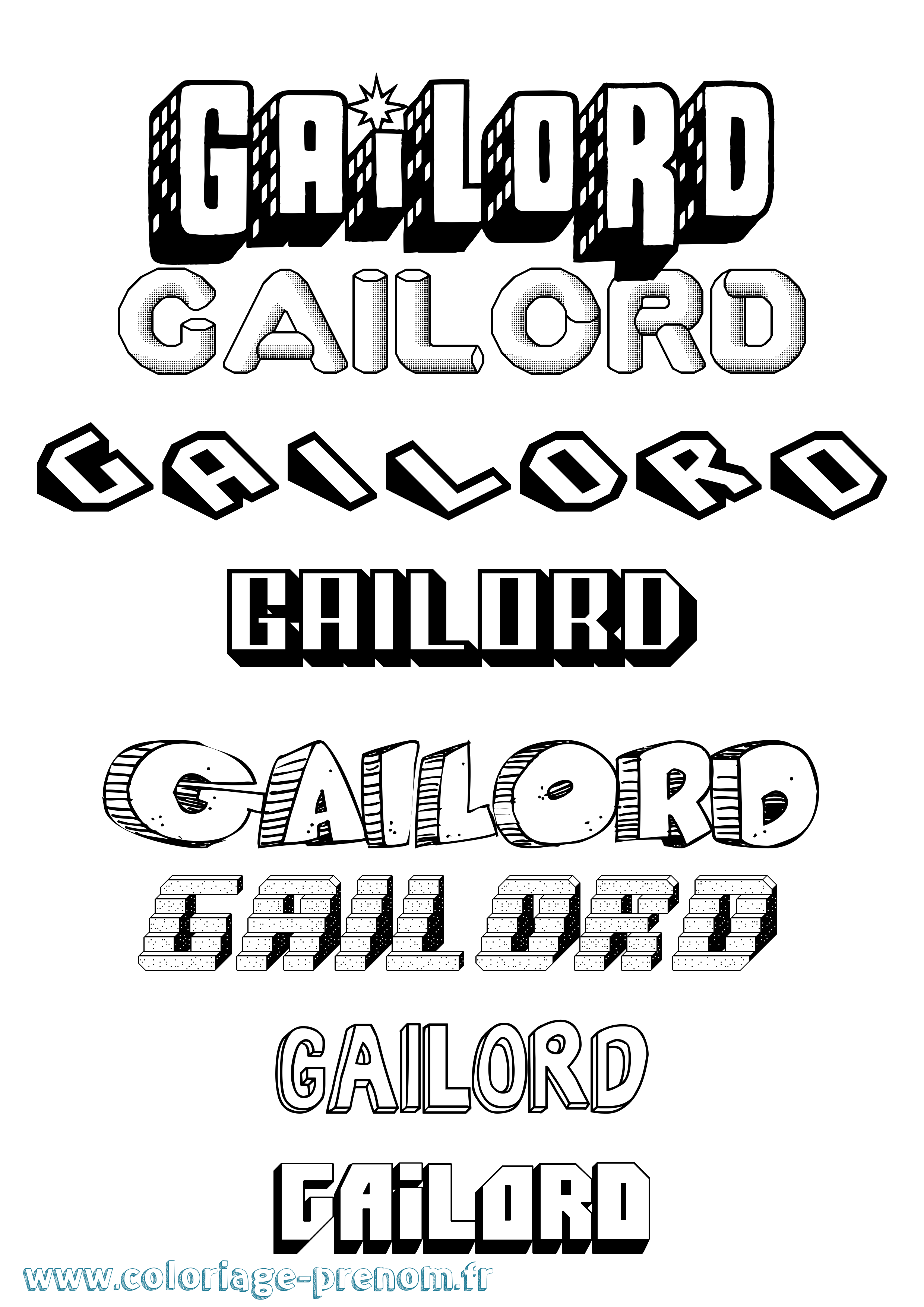 Coloriage Gailord Effet 3D Coloriage prénom Gailord Effet 3D