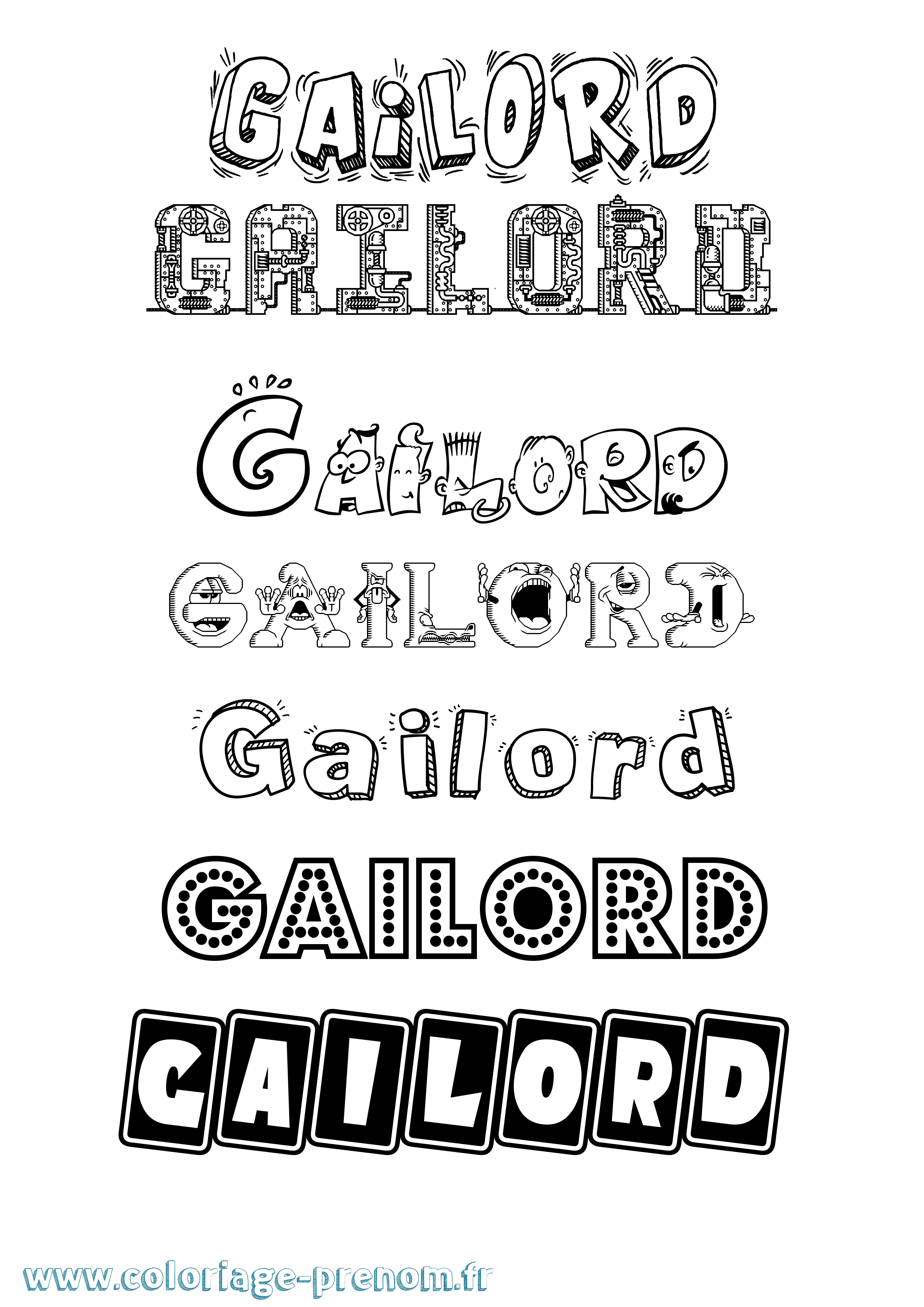 Coloriage Gailord Fun Coloriage prénom Gailord Fun