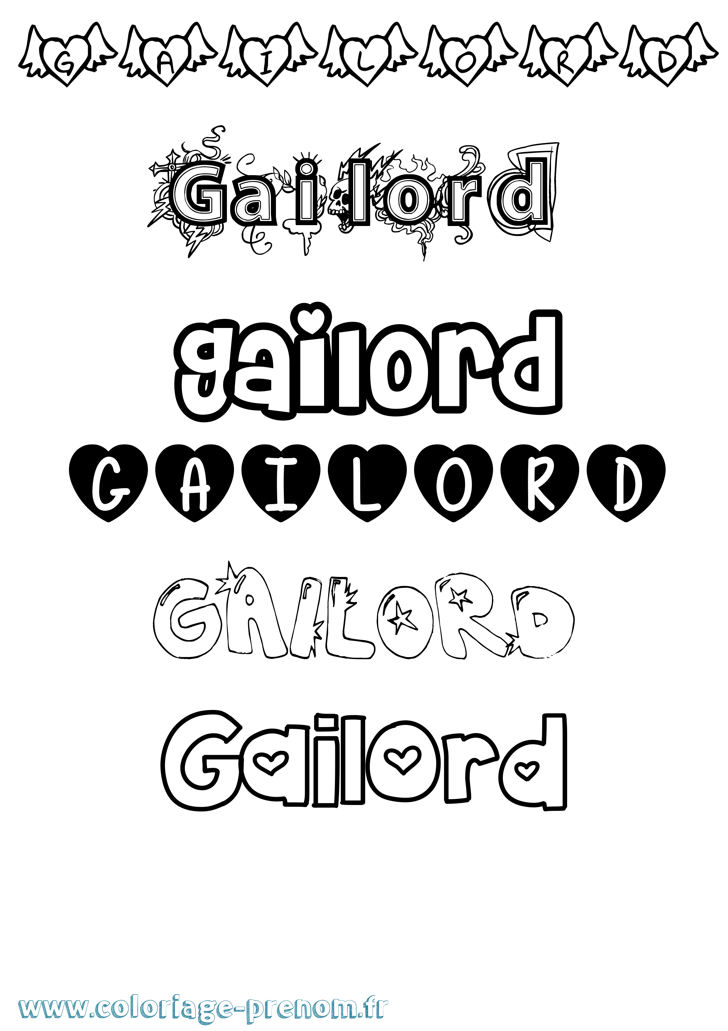Coloriage Gailord Girly Coloriage prénom Gailord Girly