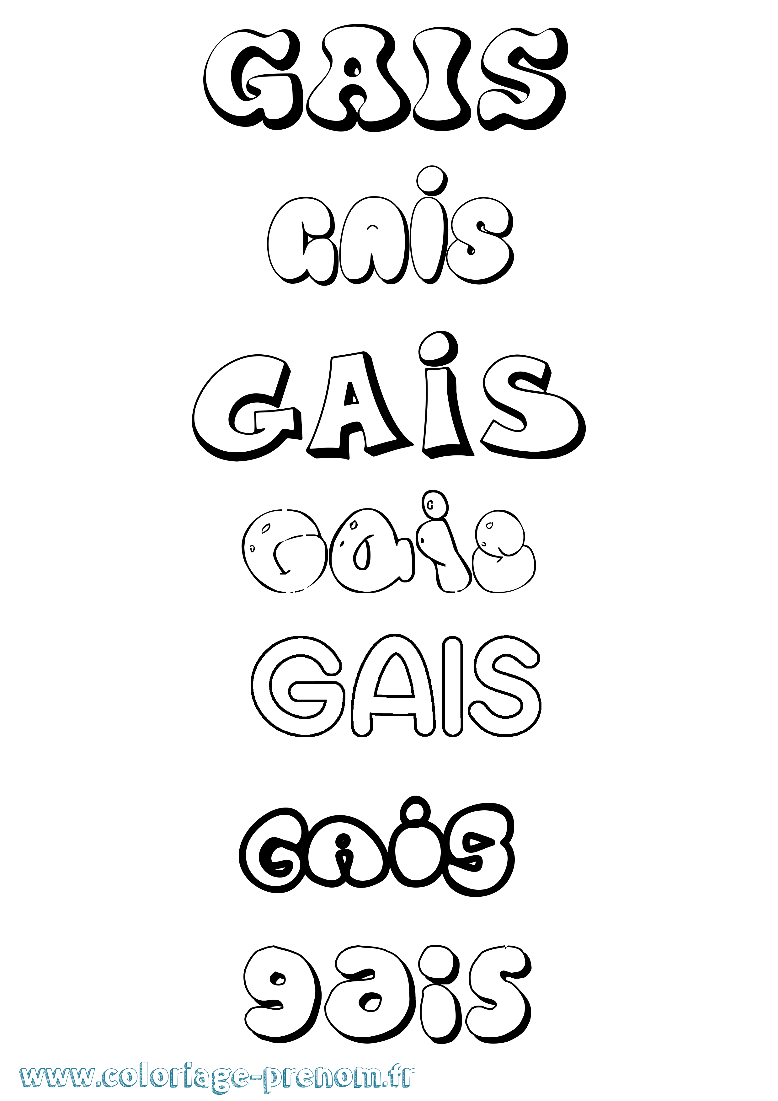 Coloriage Gais Bubble Coloriage prénom Gais Bubble