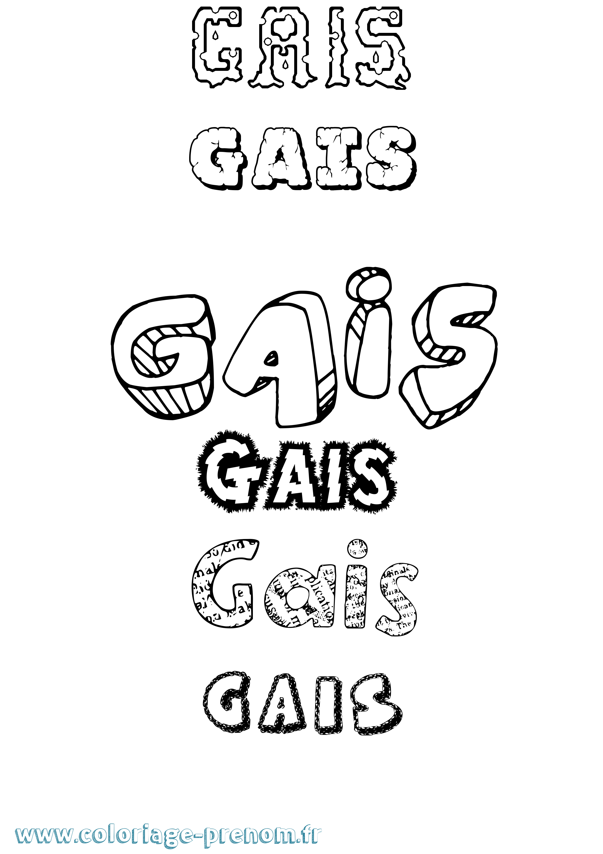 Coloriage Gais Destructuré Coloriage prénom Gais Destructuré