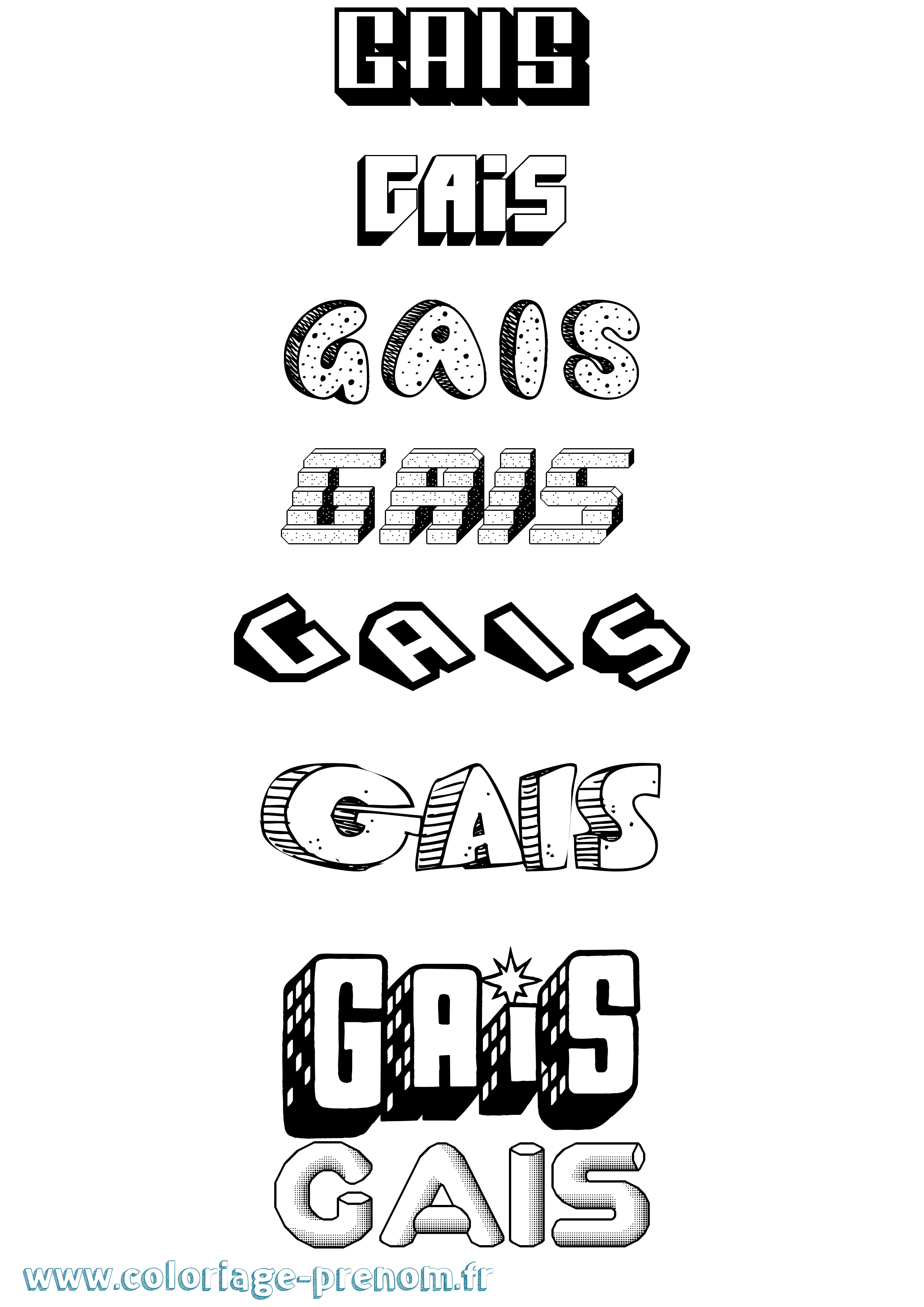 Coloriage Gais Effet 3D Coloriage prénom Gais Effet 3D
