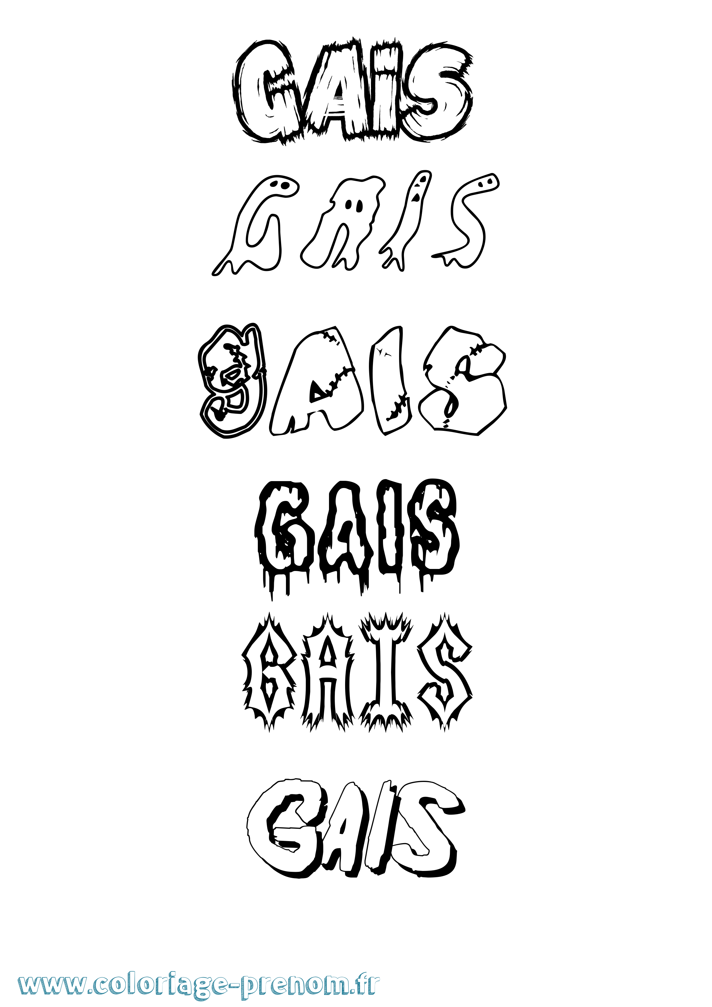 Coloriage Gais Frisson Coloriage prénom Gais Frisson