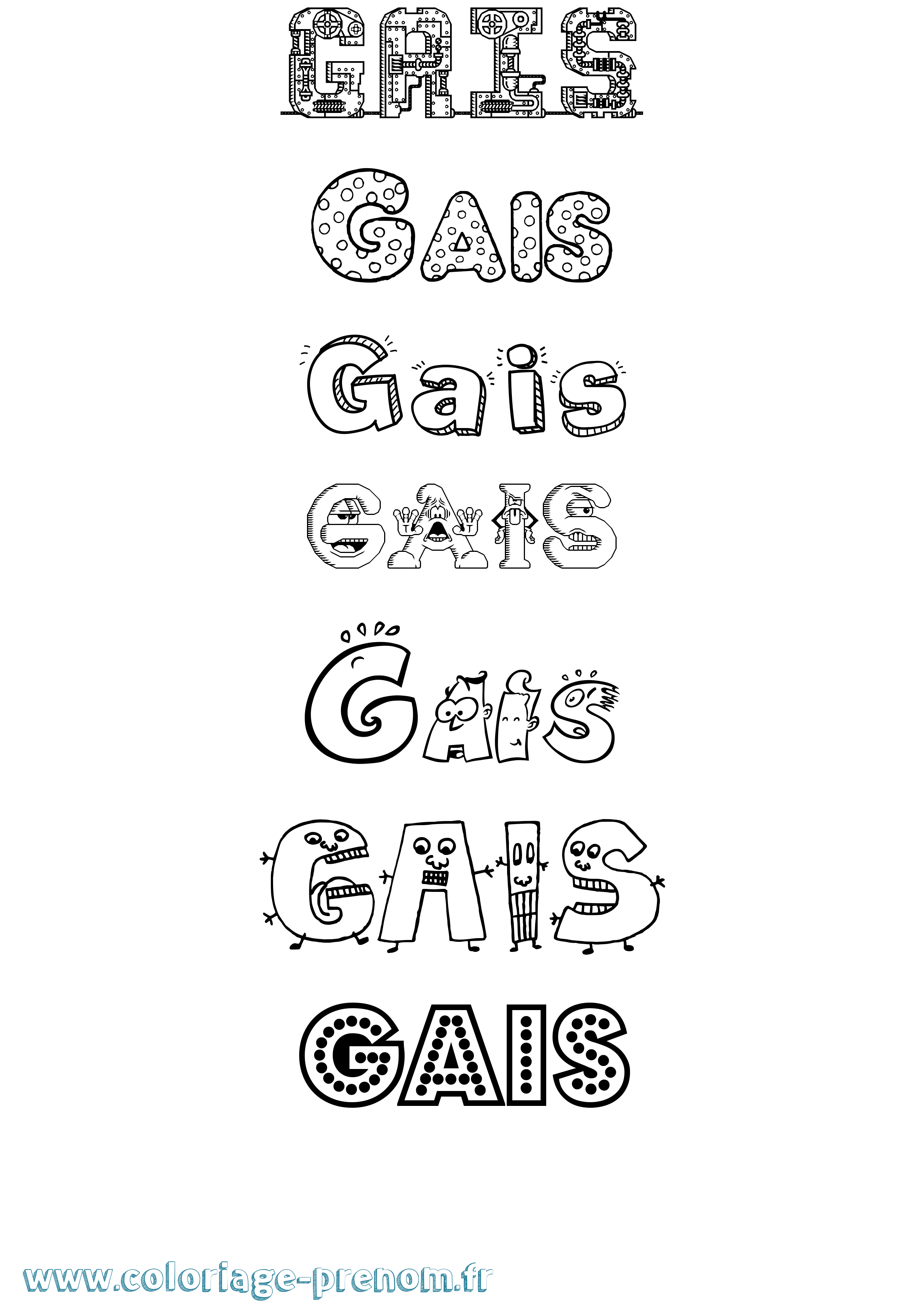 Coloriage Gais Fun Coloriage prénom Gais Fun