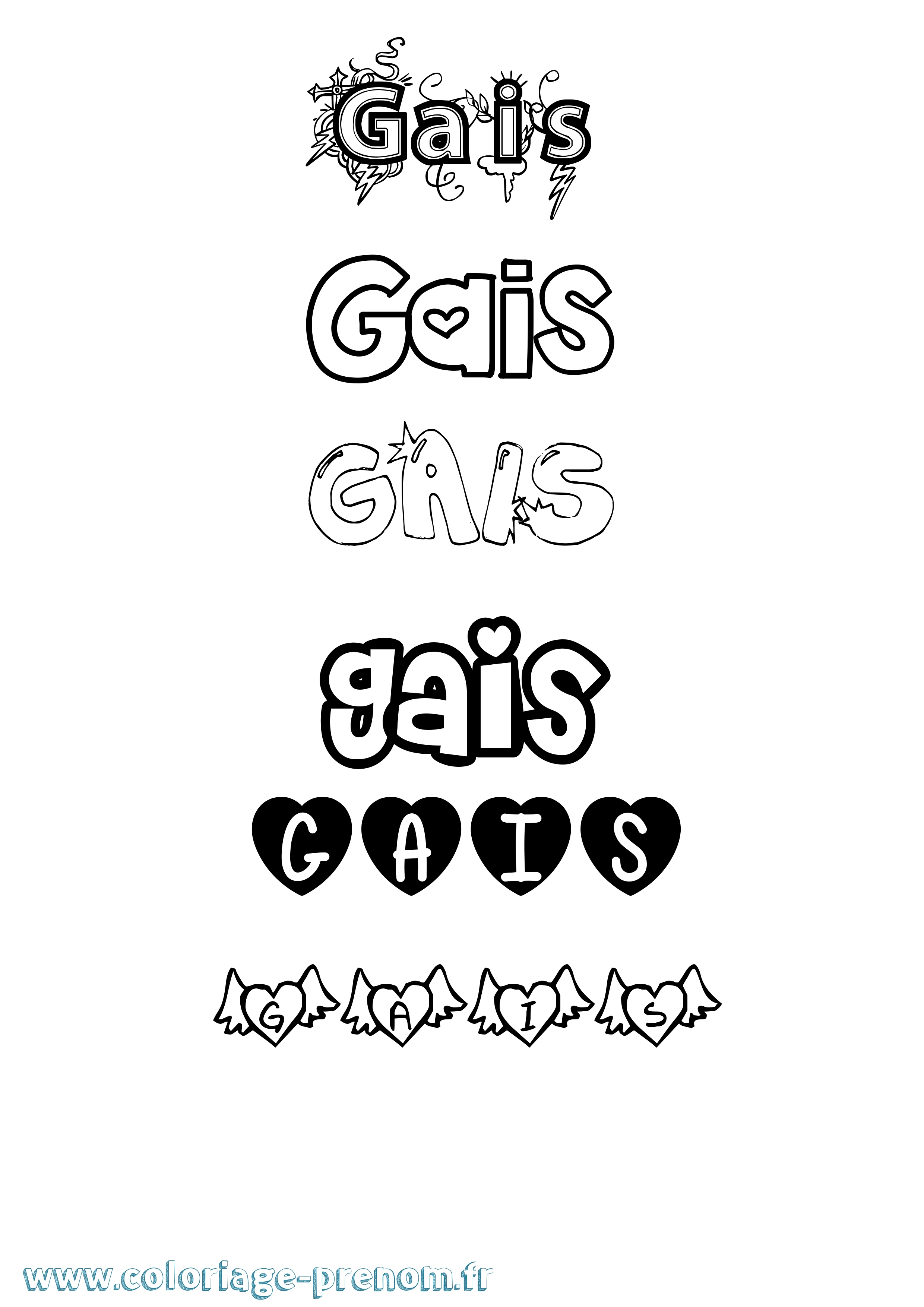 Coloriage Gais Girly Coloriage prénom Gais Girly