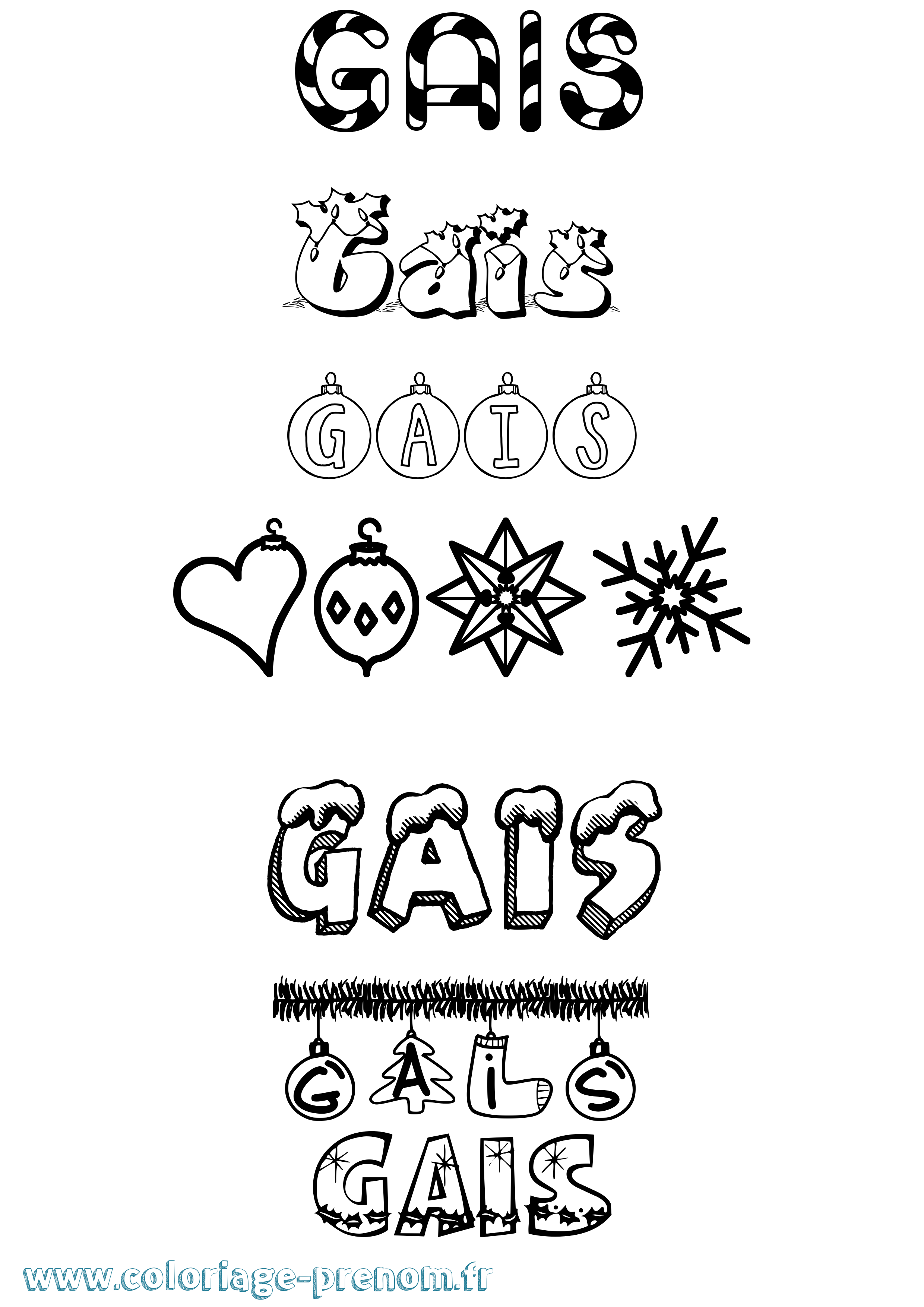 Coloriage Gais Noël Coloriage prénom Gais Noël