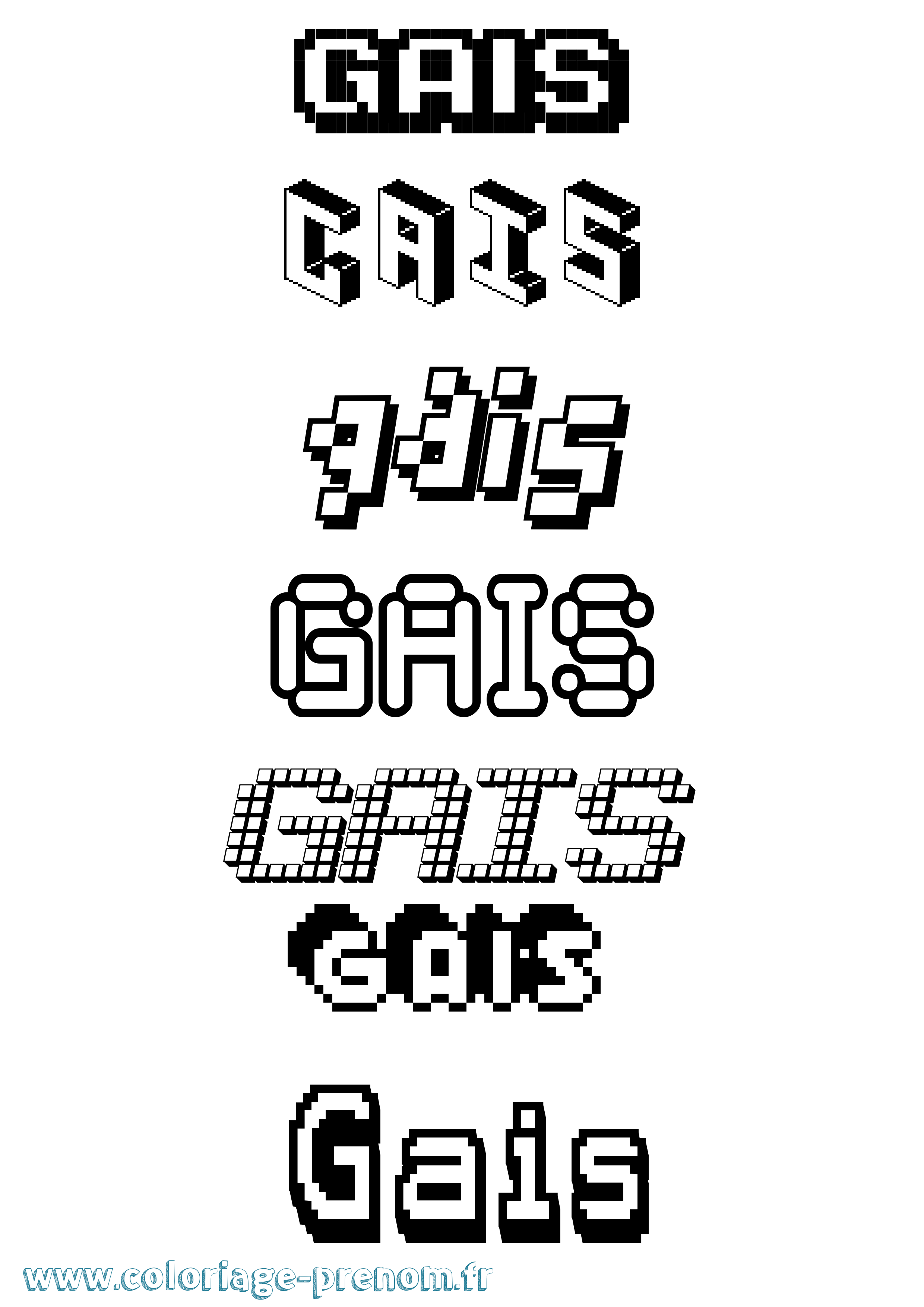 Coloriage Gais Pixel Coloriage prénom Gais Pixel