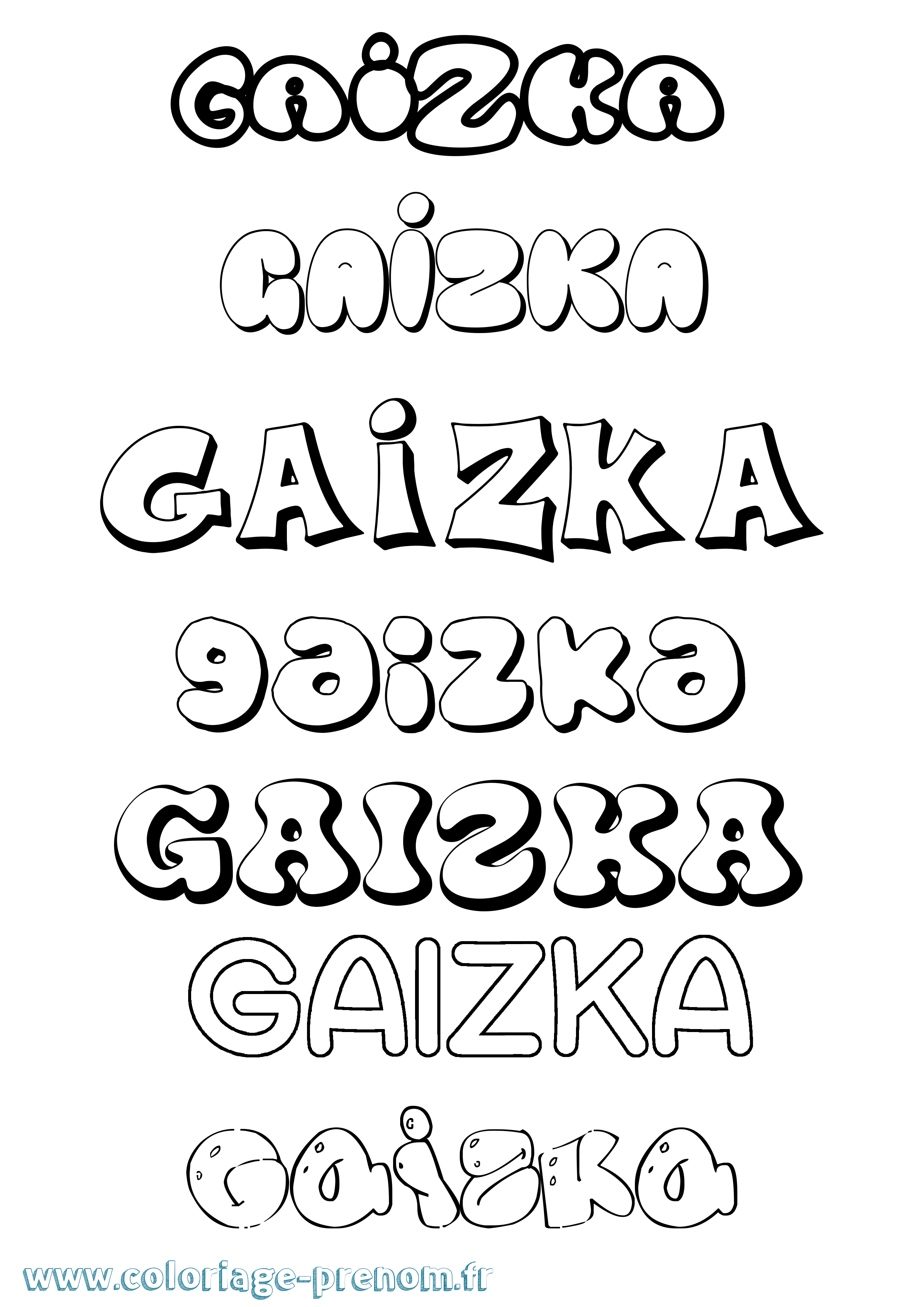 Coloriage Gaizka Bubble Coloriage prénom Gaizka Bubble
