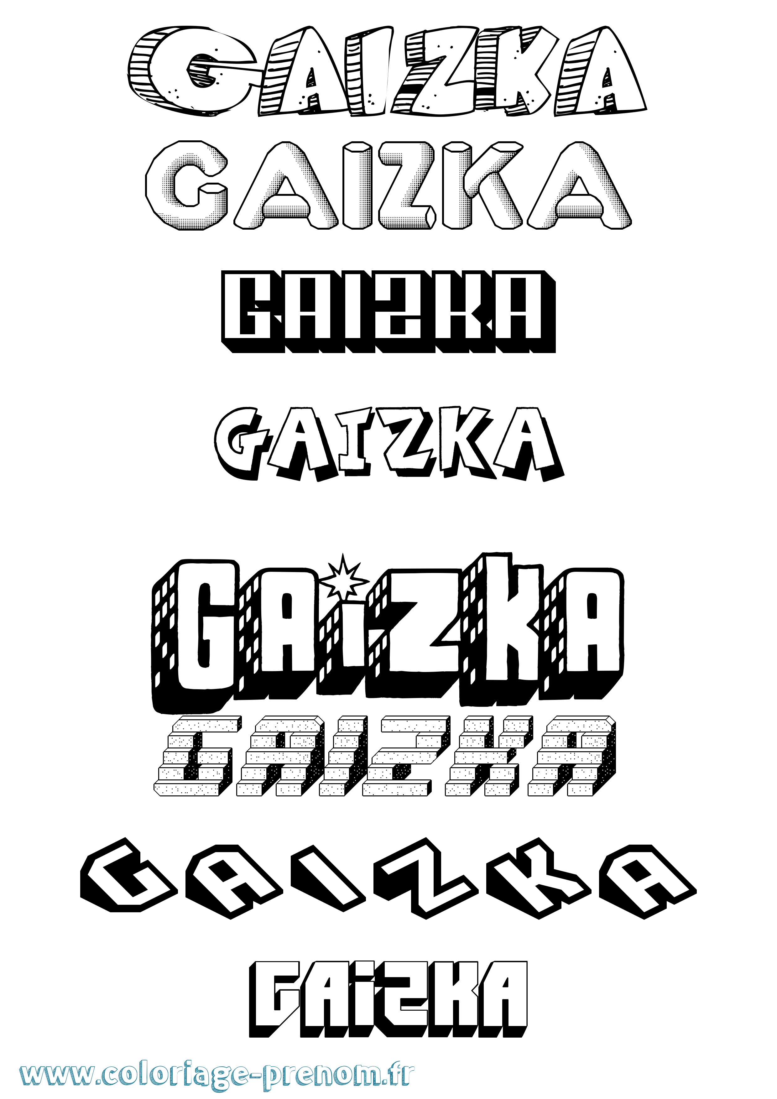 Coloriage Gaizka Effet 3D Coloriage prénom Gaizka Effet 3D