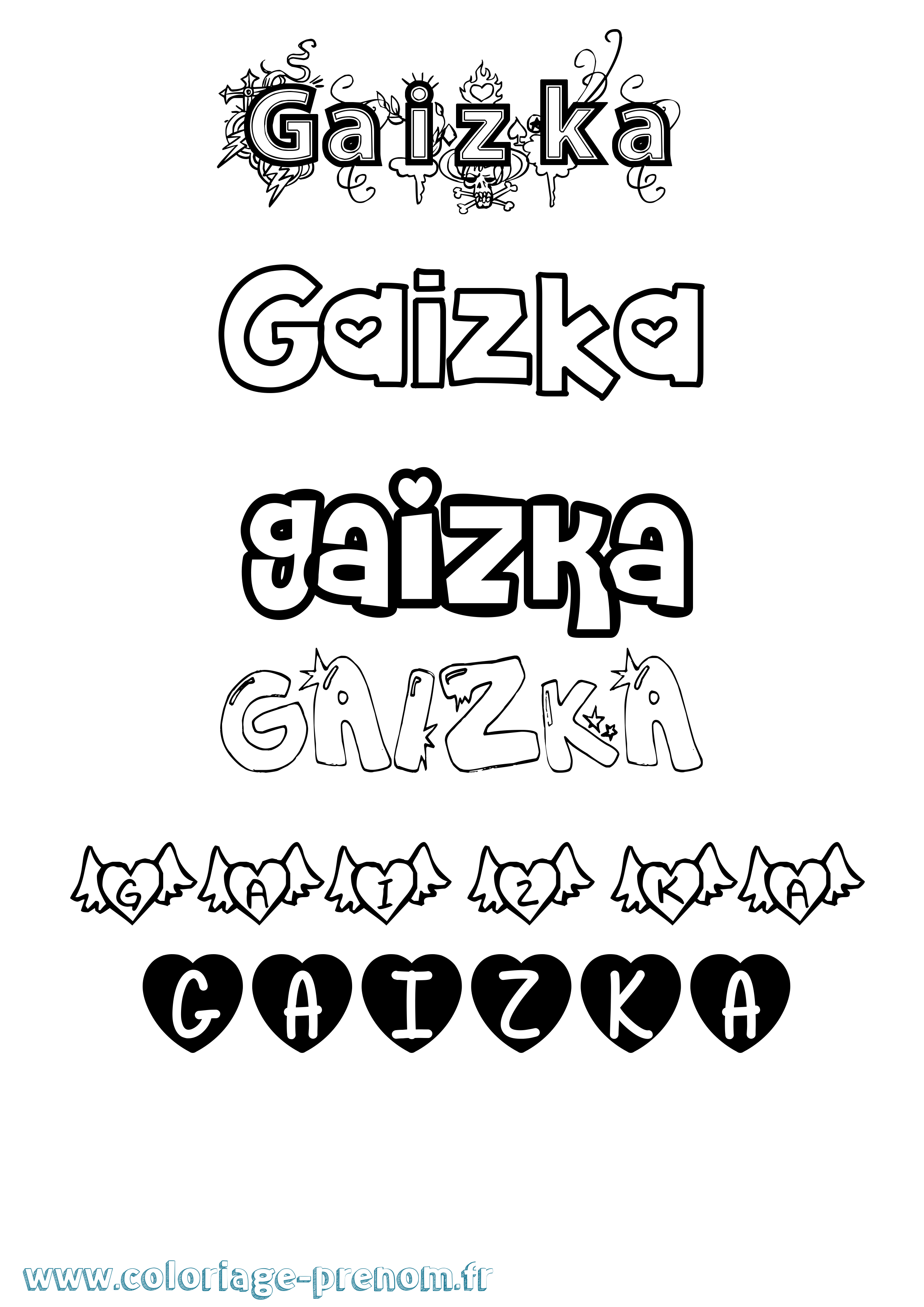 Coloriage Gaizka Girly Coloriage prénom Gaizka Girly
