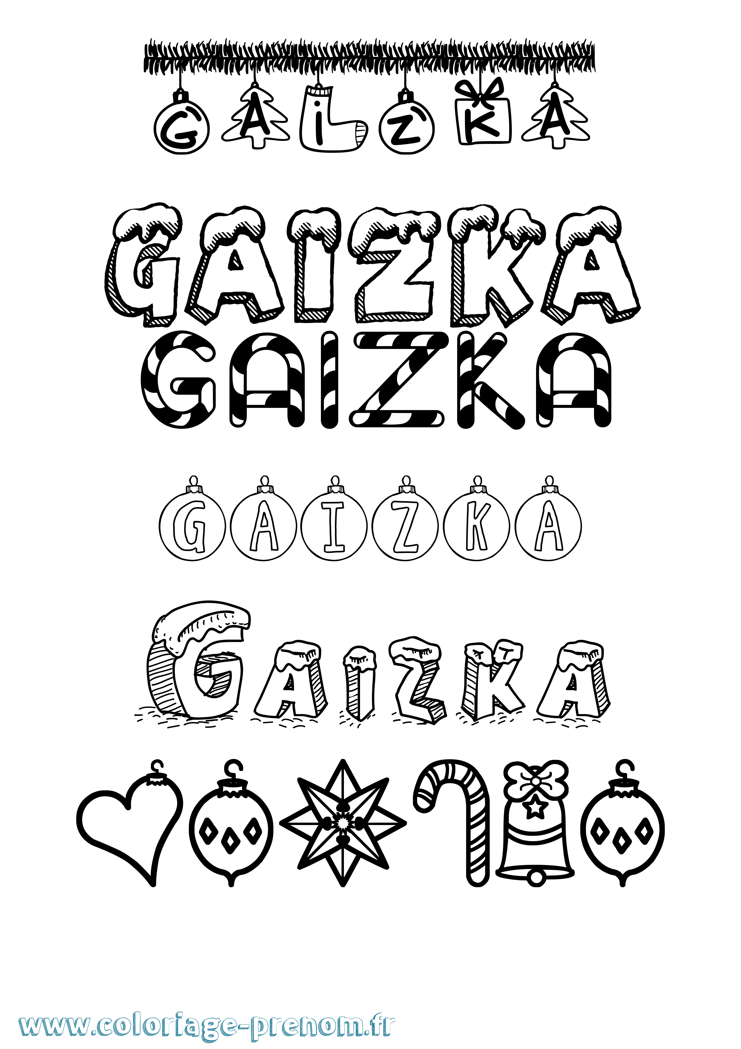 Coloriage Gaizka Noël Coloriage prénom Gaizka Noël