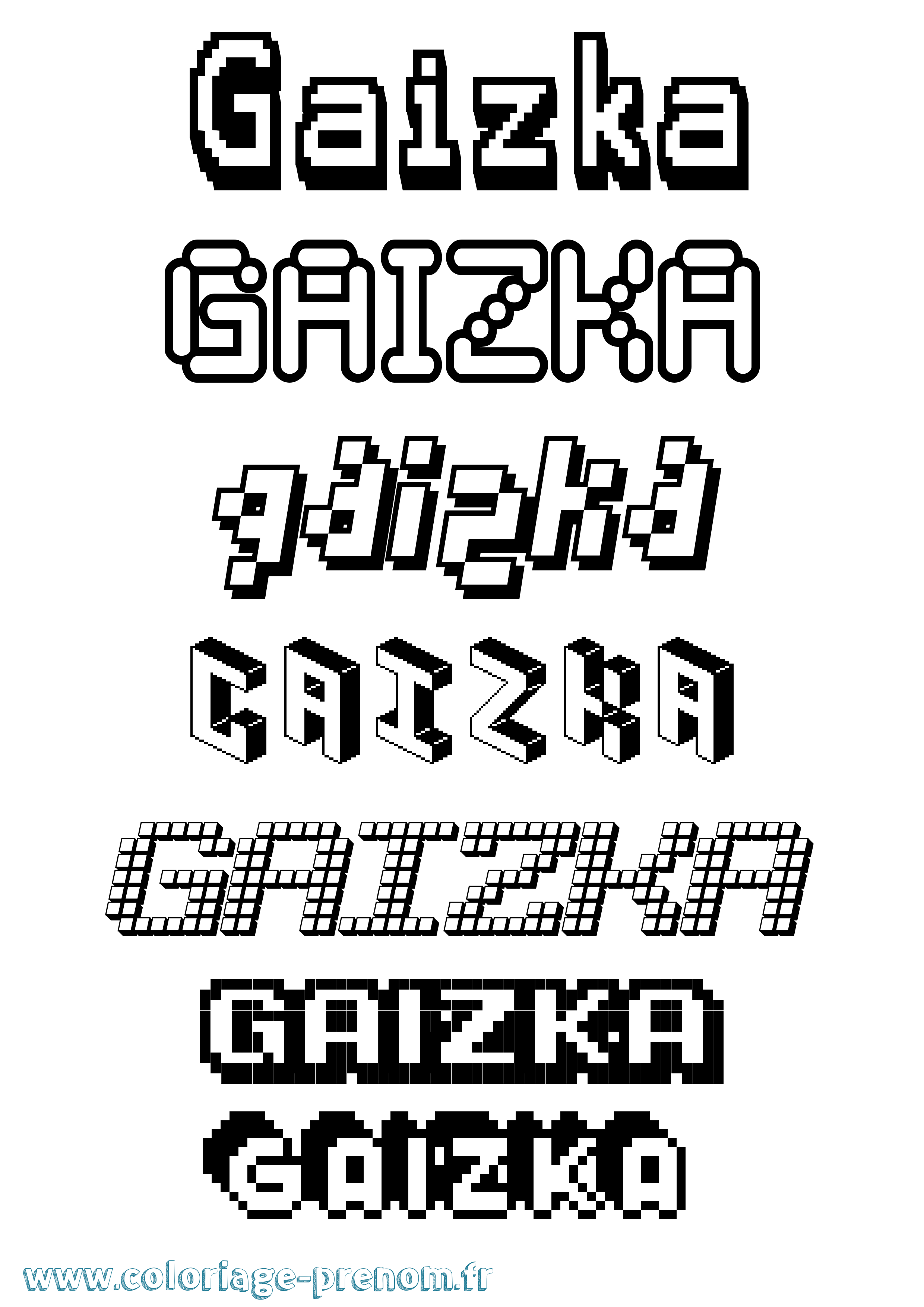 Coloriage Gaizka Pixel Coloriage prénom Gaizka Pixel