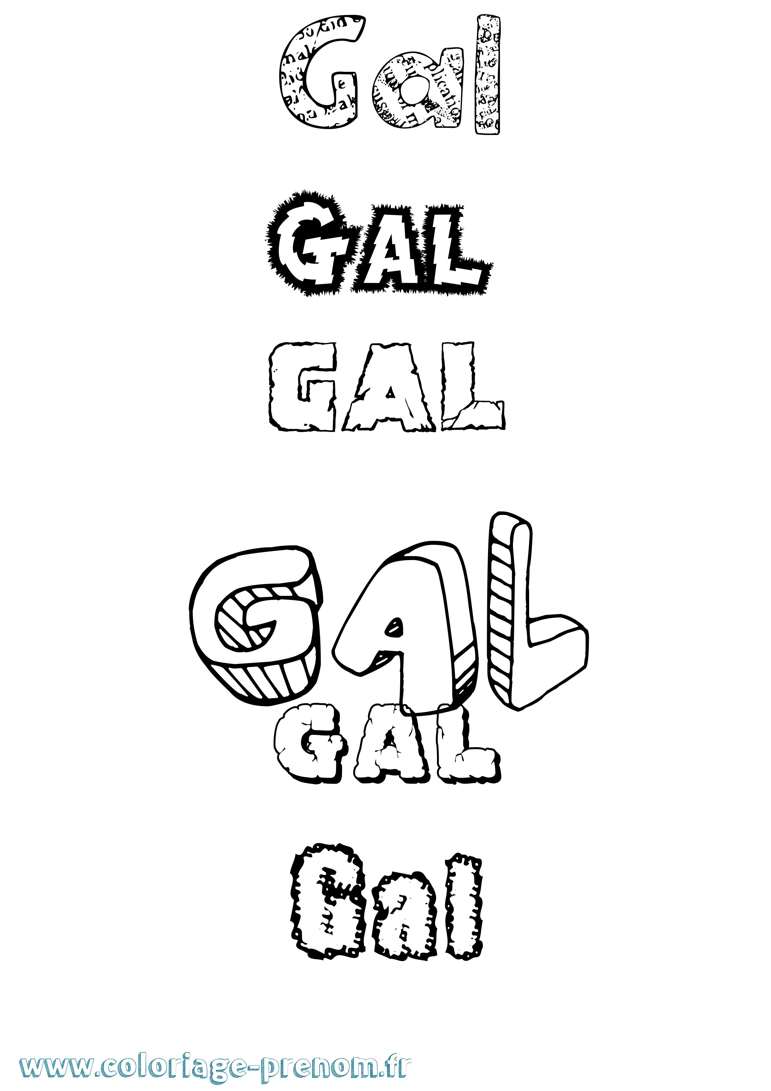 Coloriage Gal Destructuré Coloriage prénom Gal Destructuré