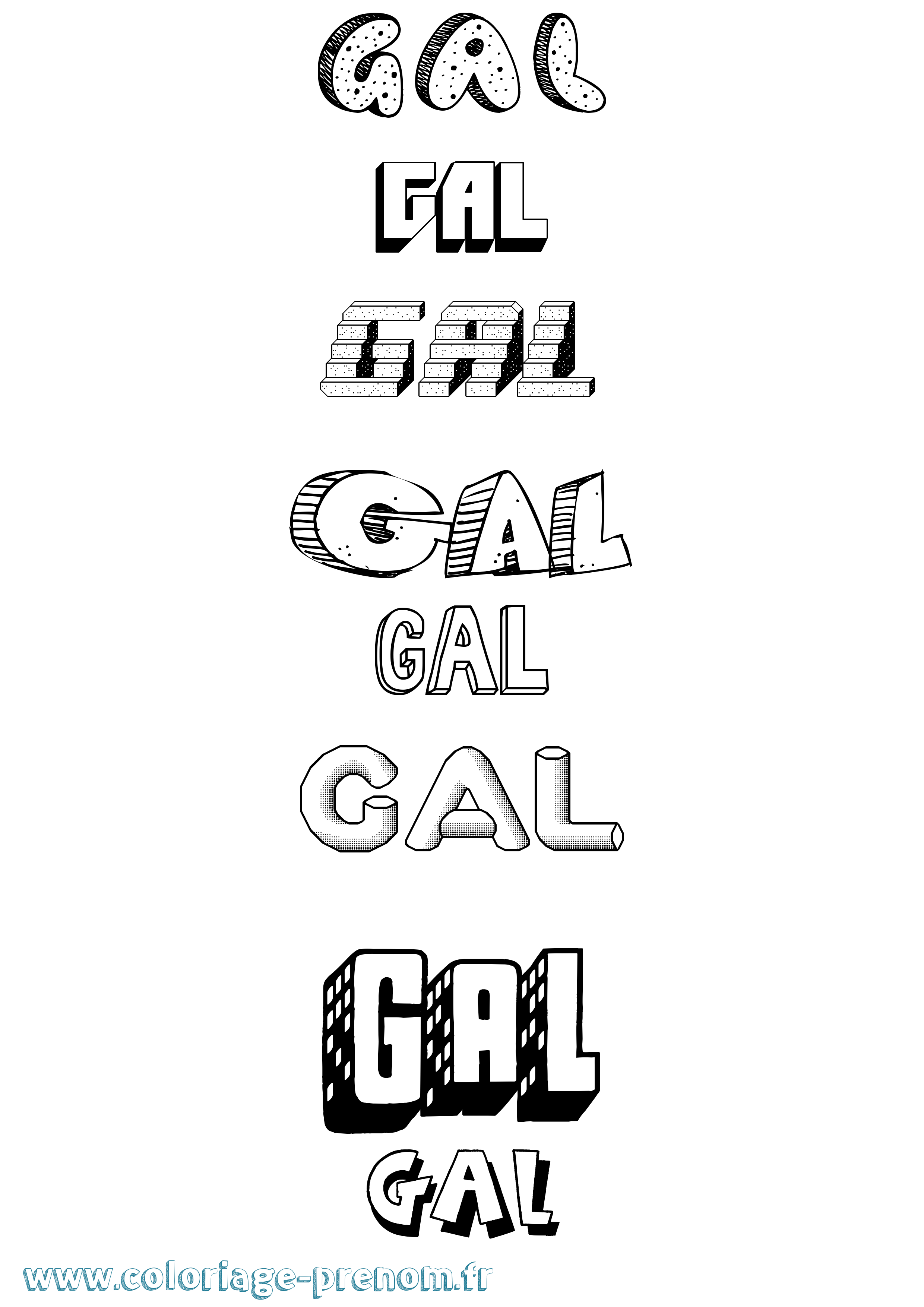Coloriage Gal Effet 3D Coloriage prénom Gal Effet 3D