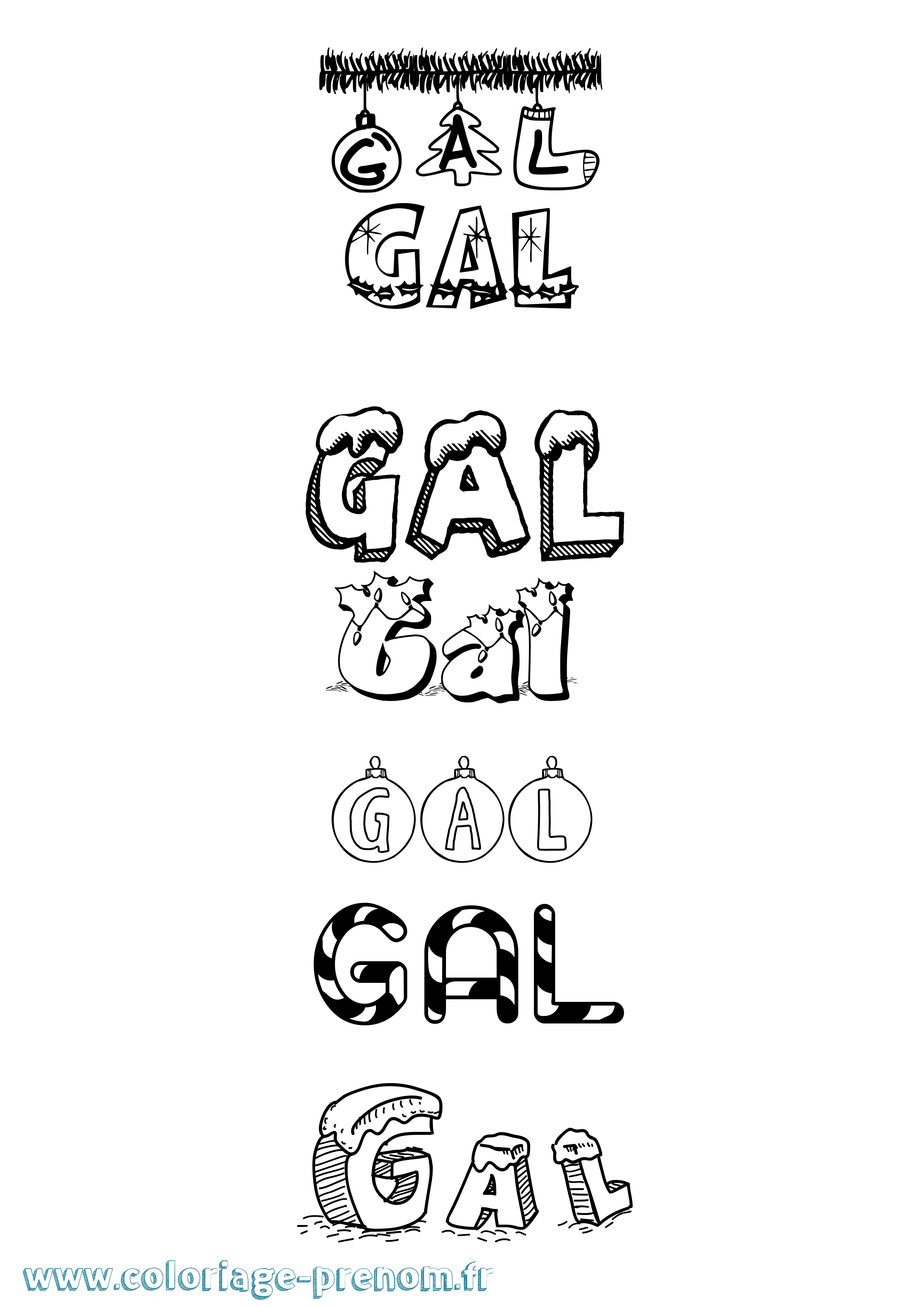 Coloriage Gal Noël Coloriage prénom Gal Noël