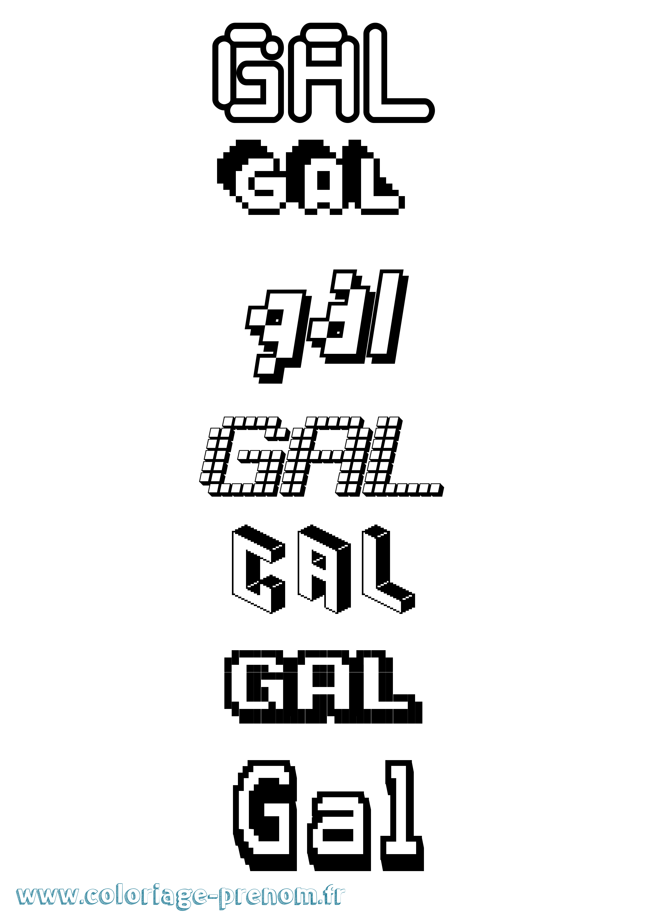 Coloriage Gal Pixel Coloriage prénom Gal Pixel