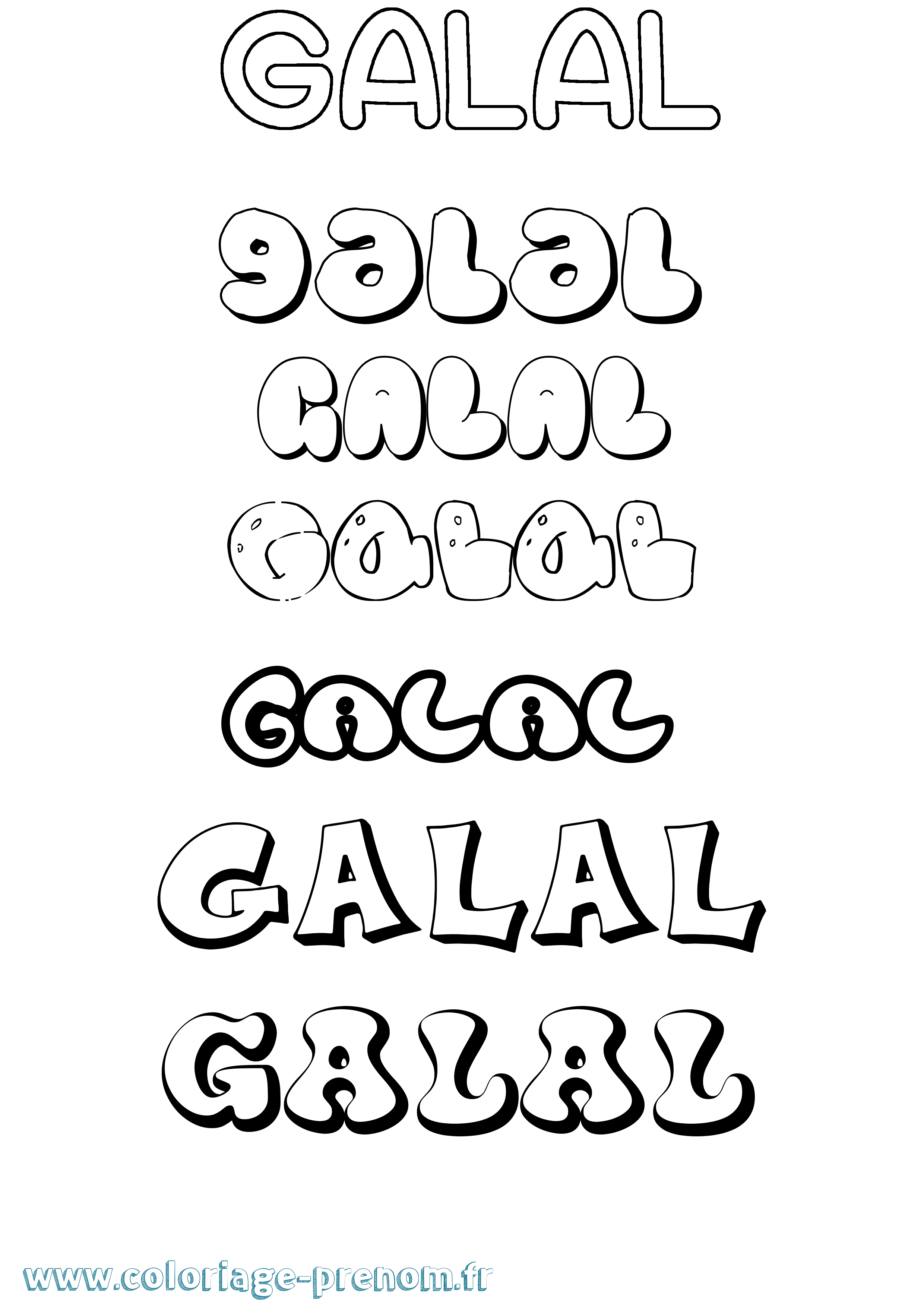 Coloriage Galal Bubble Coloriage prénom Galal Bubble