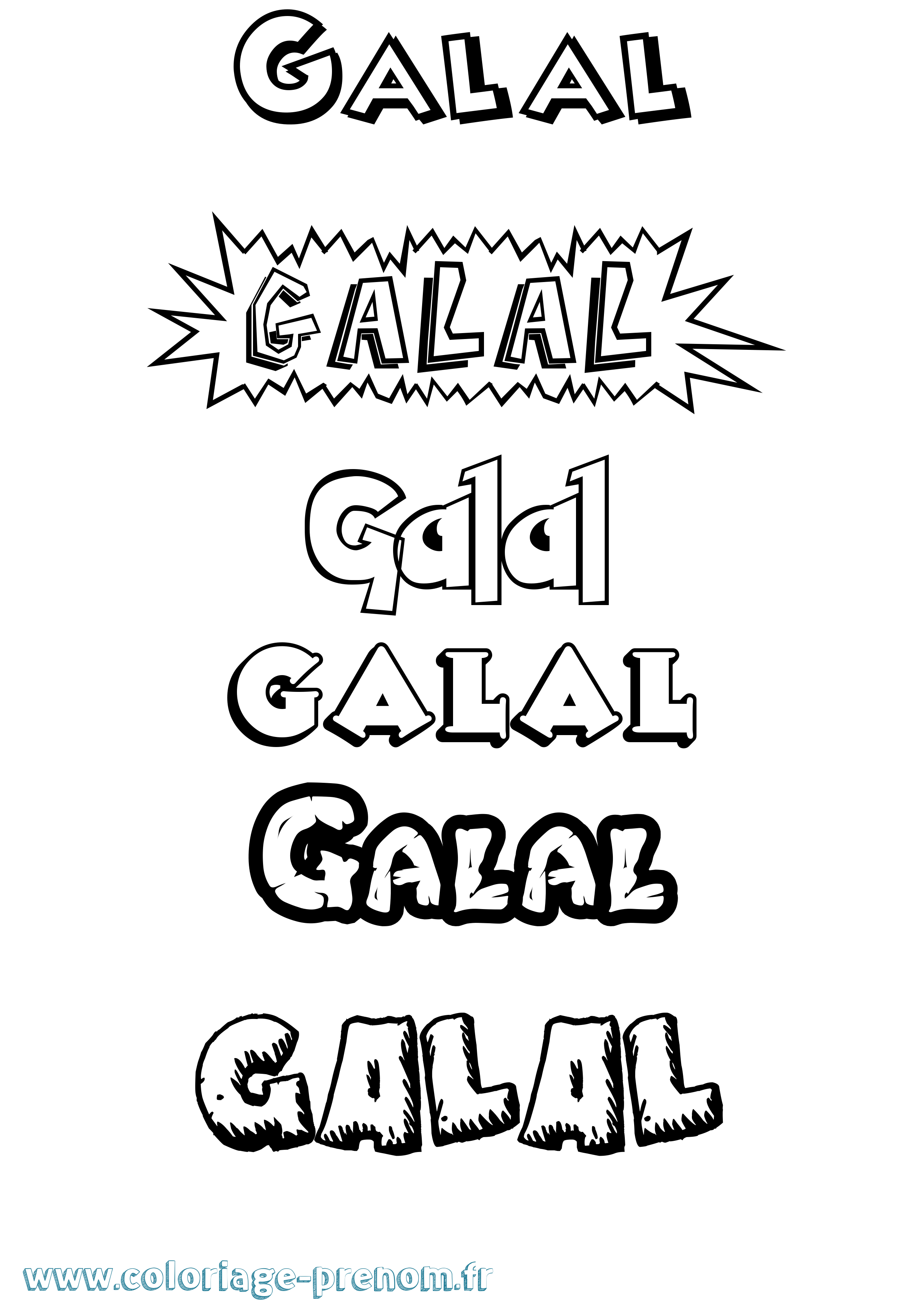 Coloriage Galal Dessin Animé Coloriage prénom Galal Dessin Animé