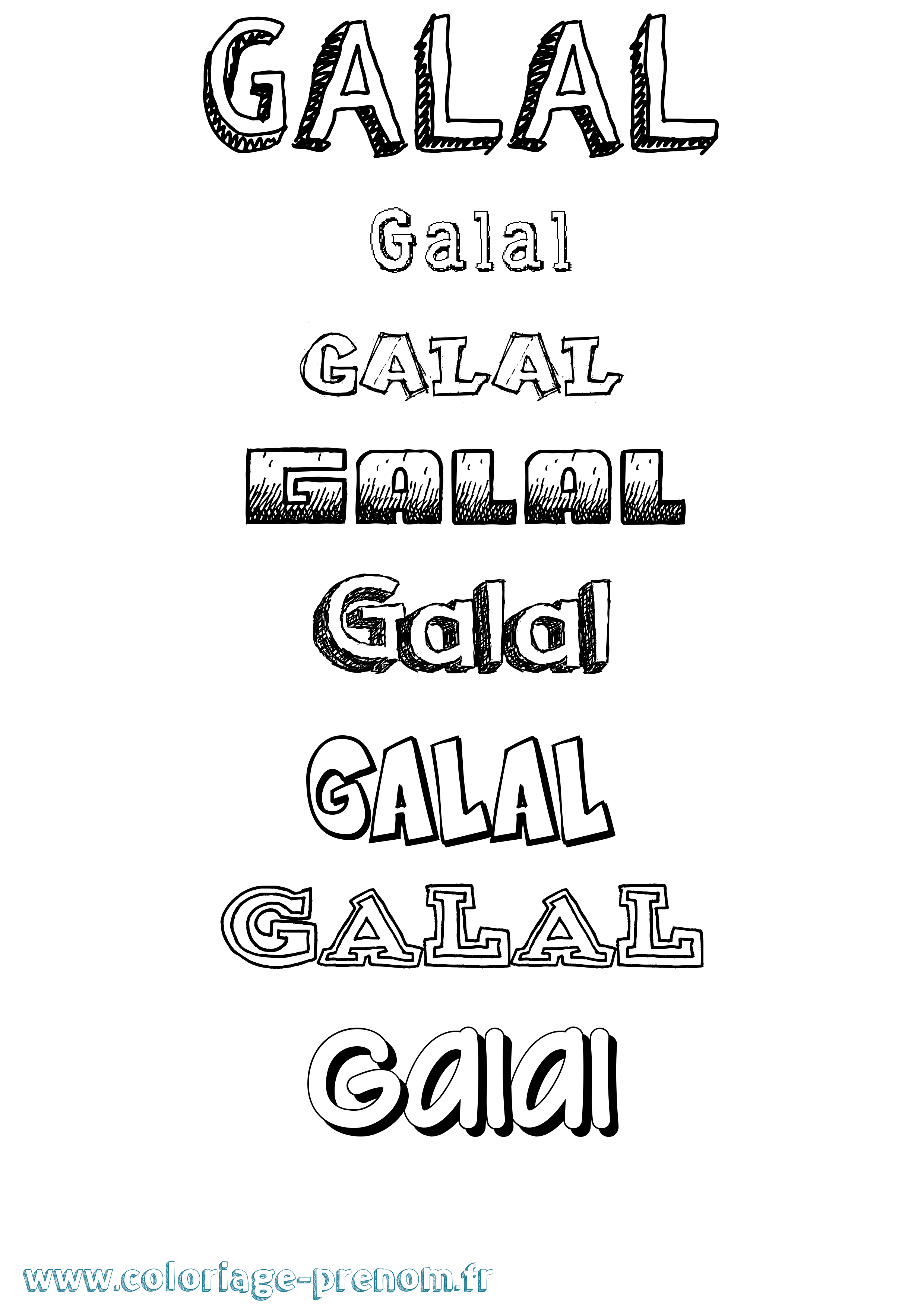 Coloriage Galal Dessiné Coloriage prénom Galal Dessiné