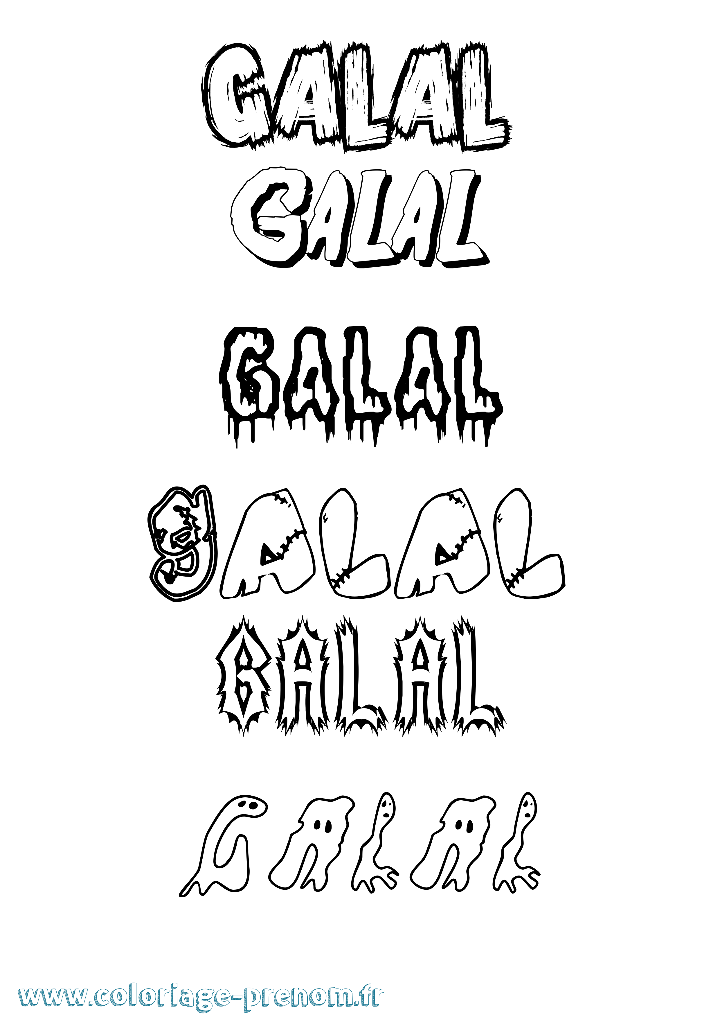 Coloriage Galal Frisson Coloriage prénom Galal Frisson