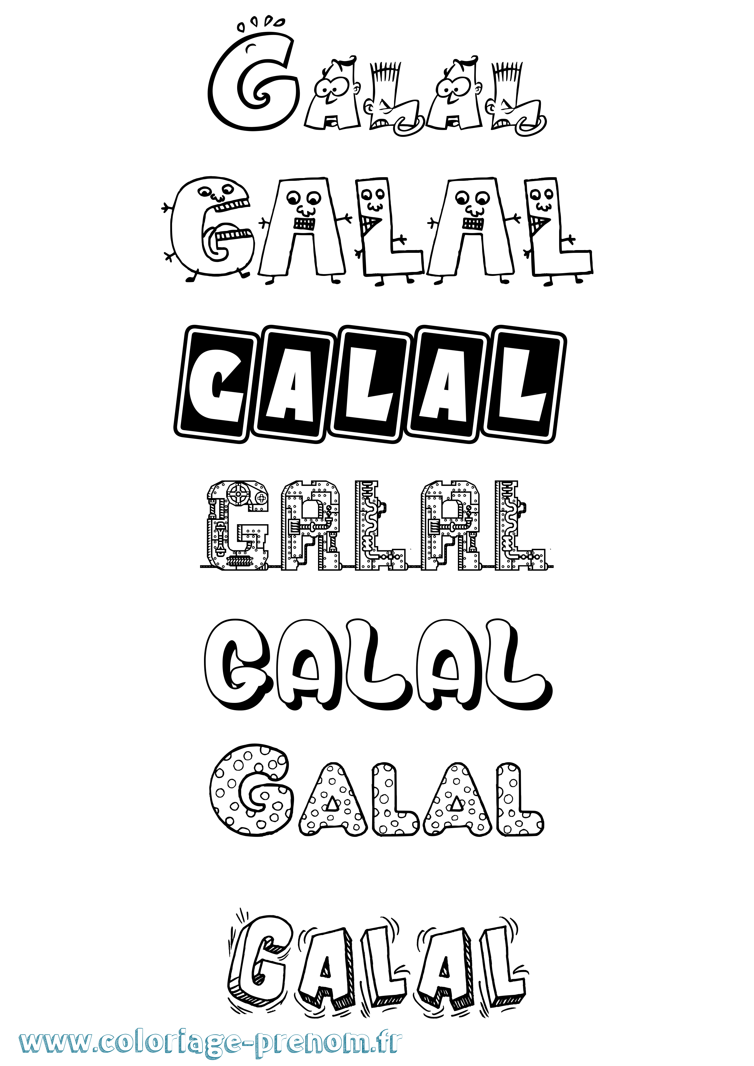 Coloriage Galal Fun Coloriage prénom Galal Fun
