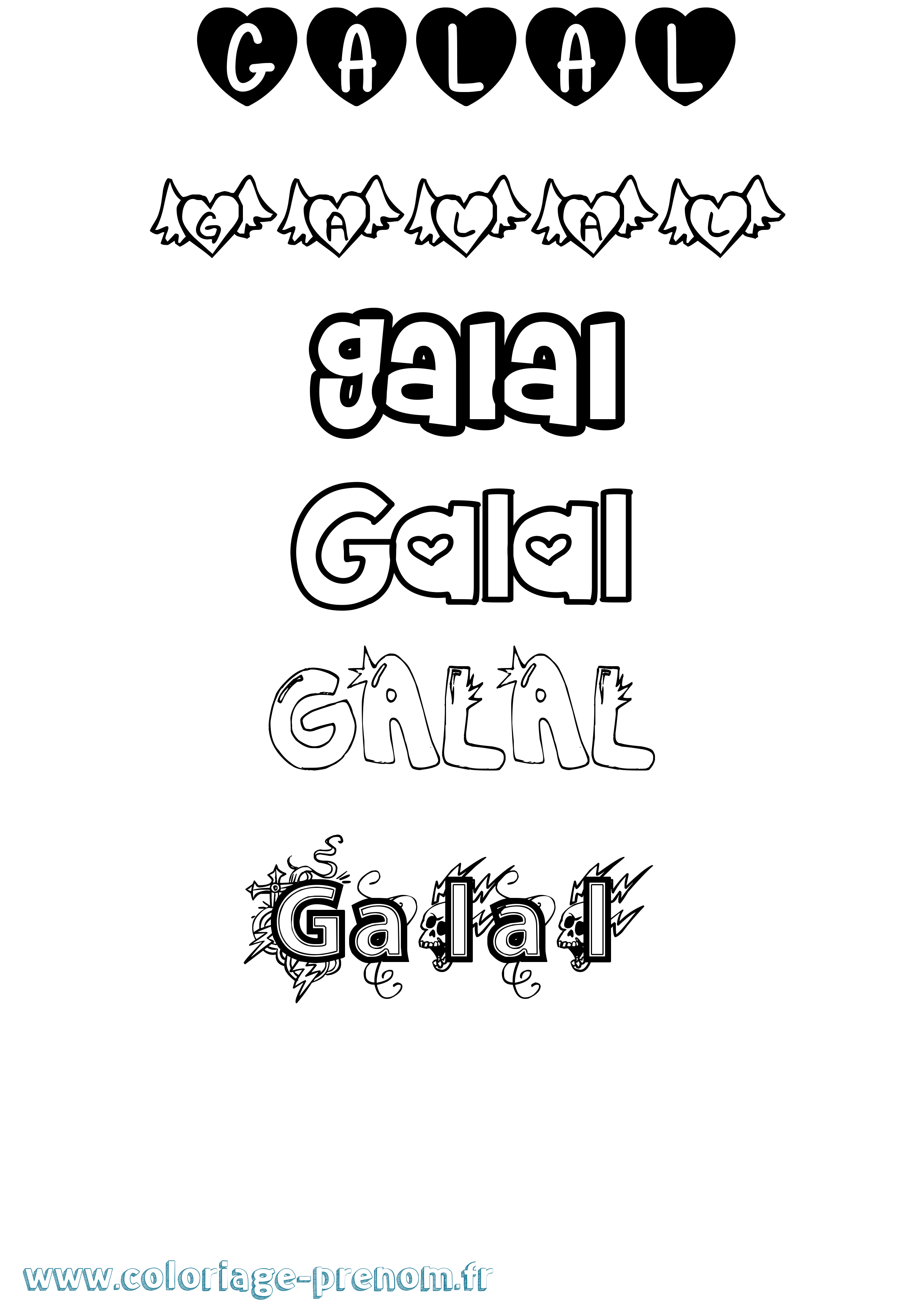 Coloriage Galal Girly Coloriage prénom Galal Girly