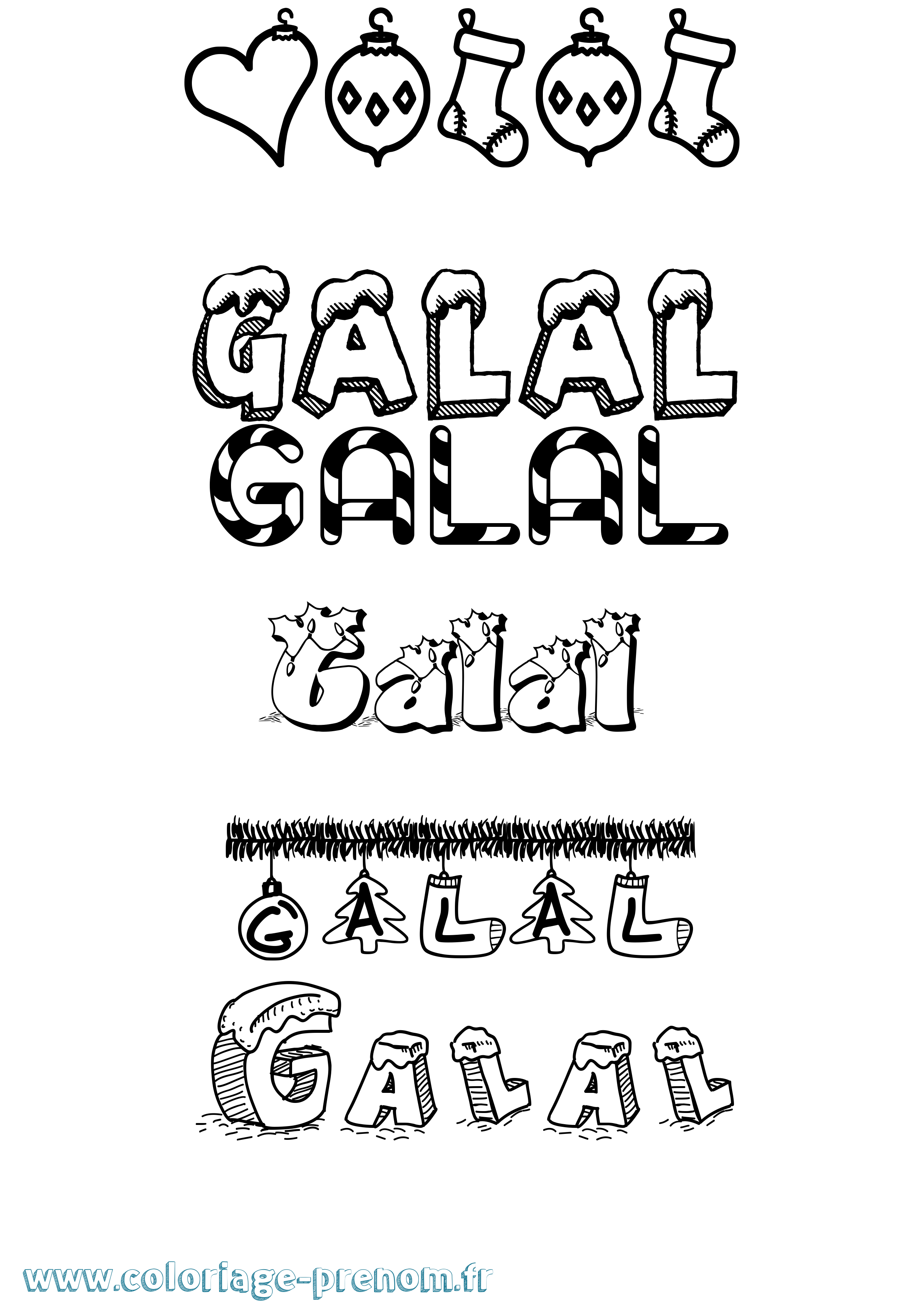 Coloriage Galal Noël Coloriage prénom Galal Noël