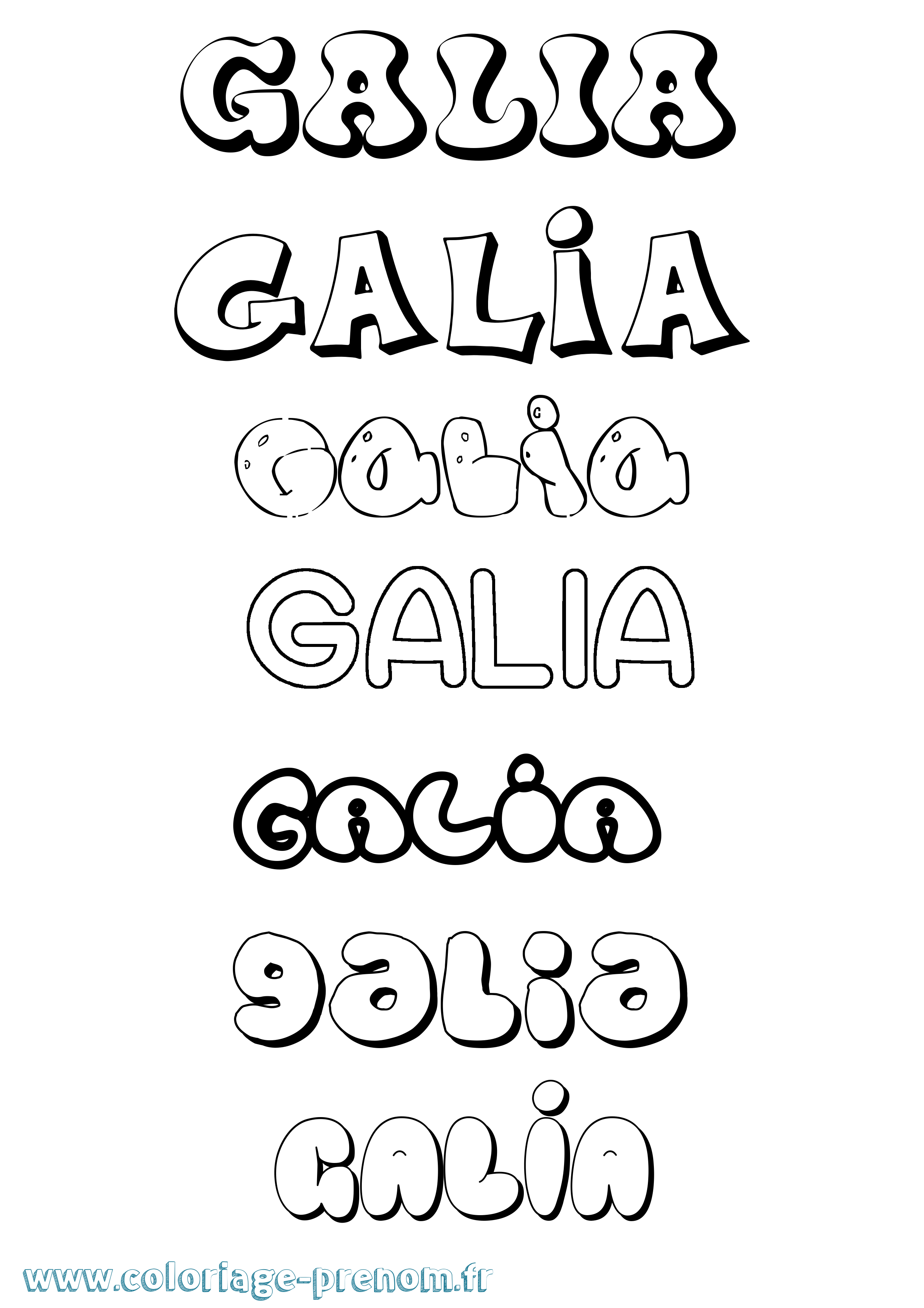 Coloriage Galia Bubble Coloriage prénom Galia Bubble