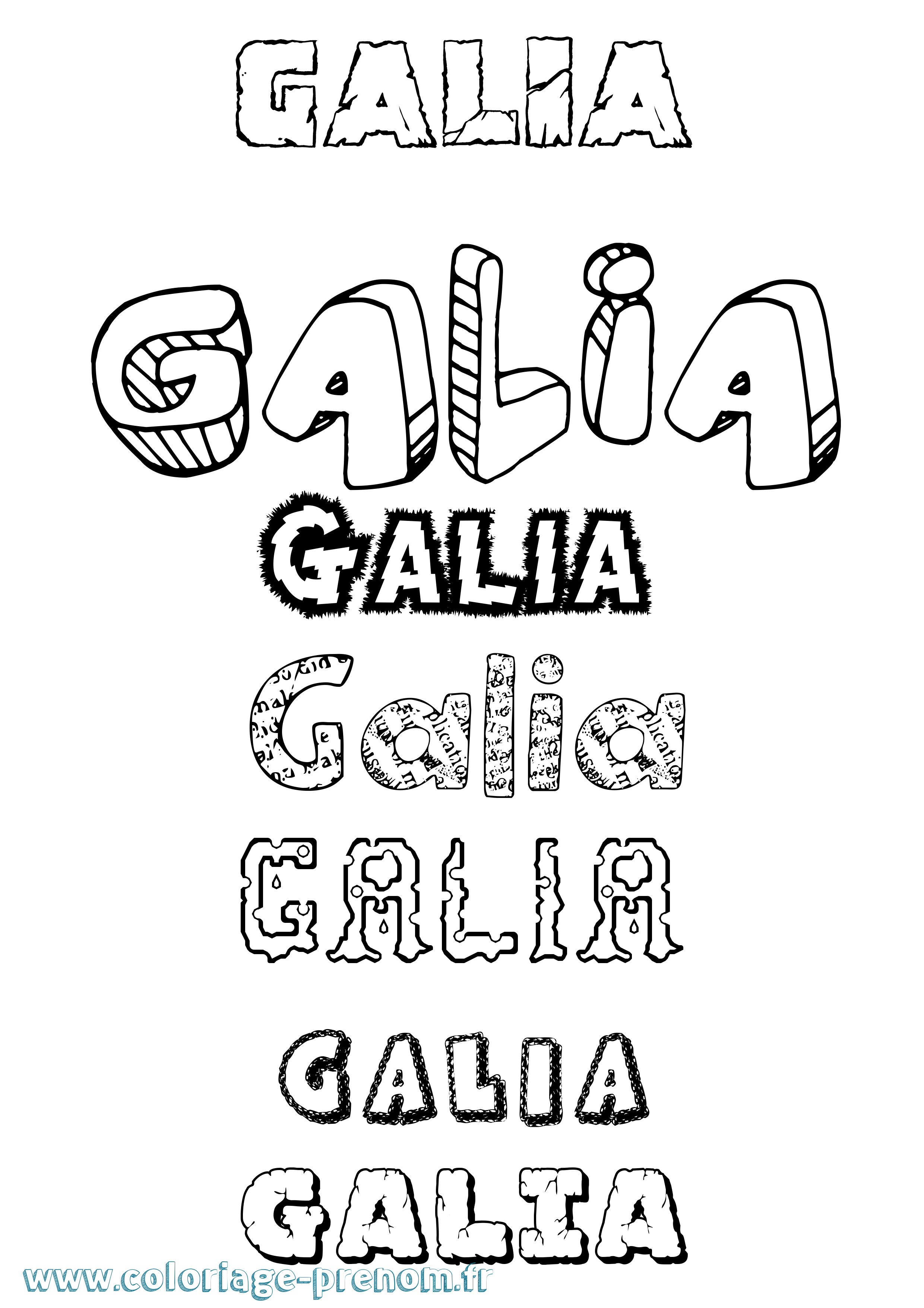 Coloriage Galia Destructuré Coloriage prénom Galia Destructuré