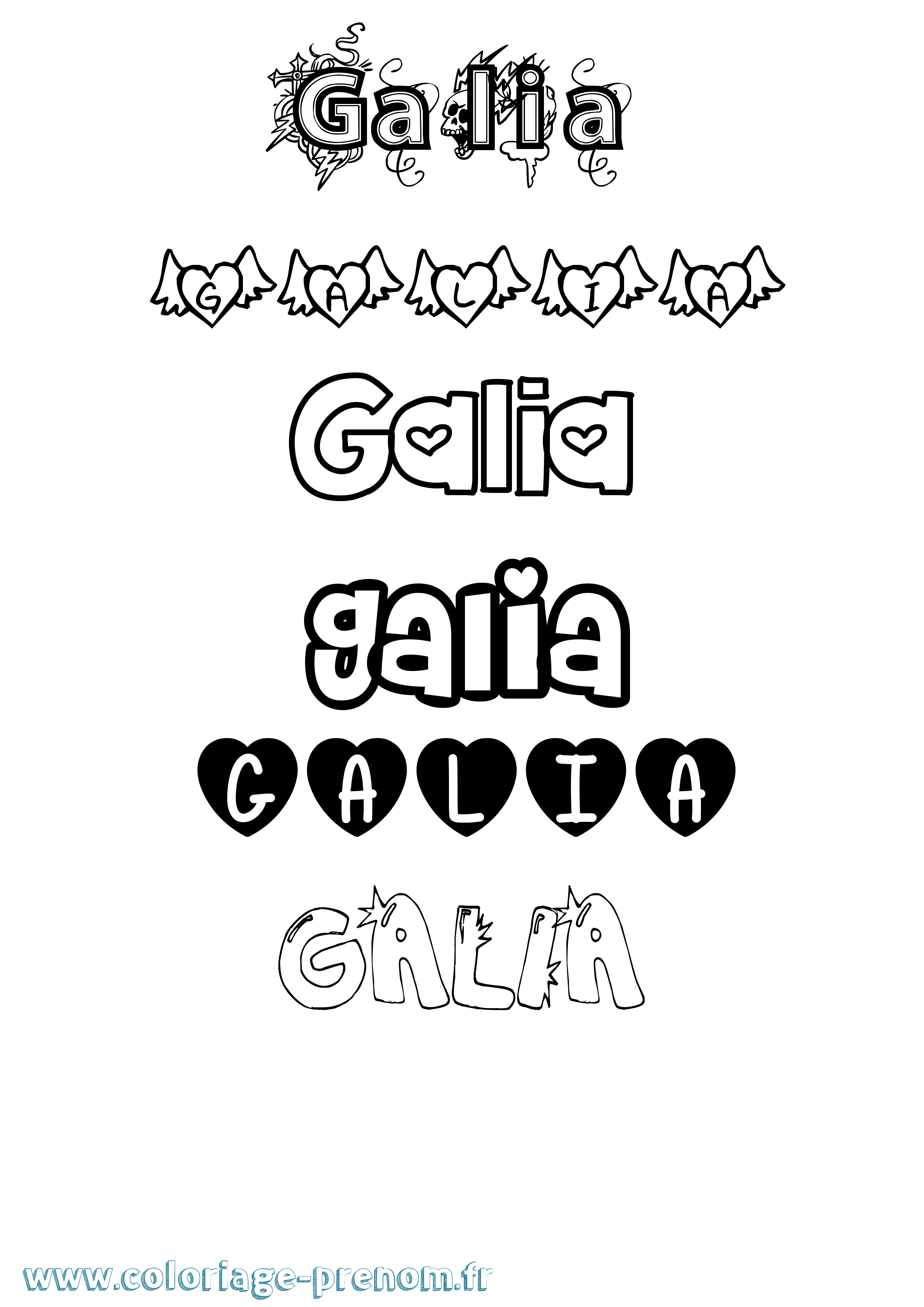 Coloriage Galia Girly Coloriage prénom Galia Girly