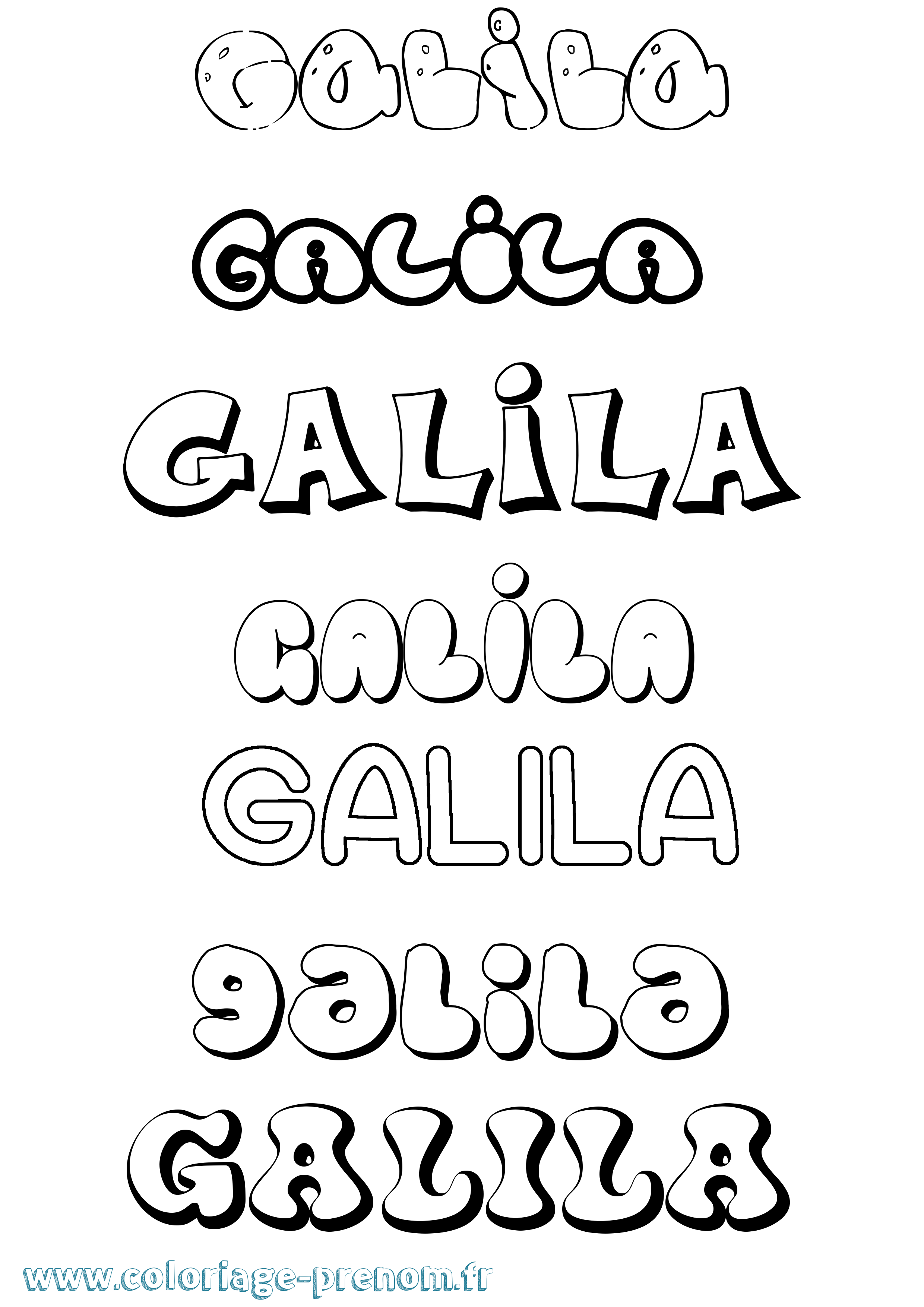 Coloriage Galila Bubble Coloriage prénom Galila Bubble