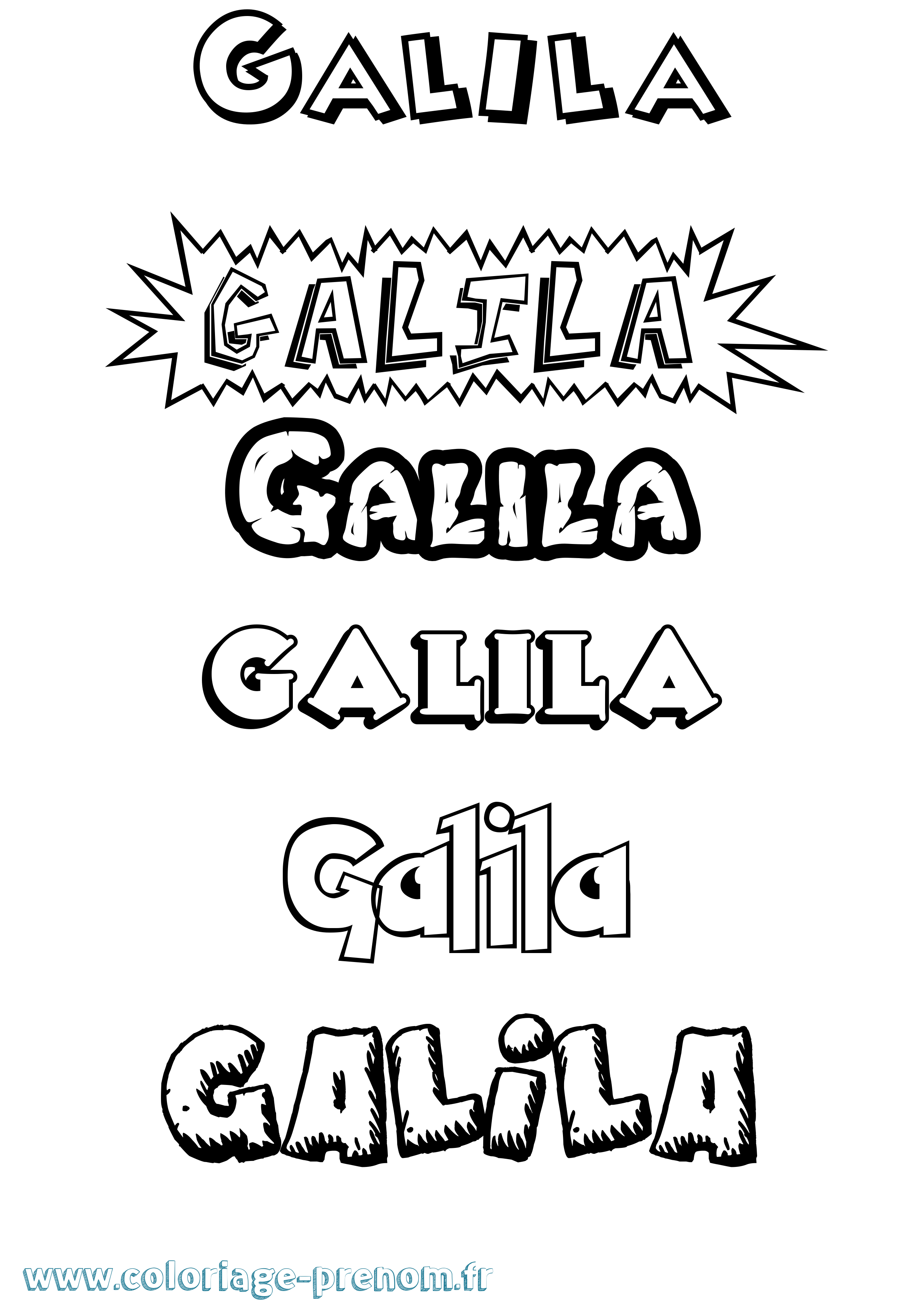 Coloriage Galila Dessin Animé Coloriage prénom Galila Dessin Animé